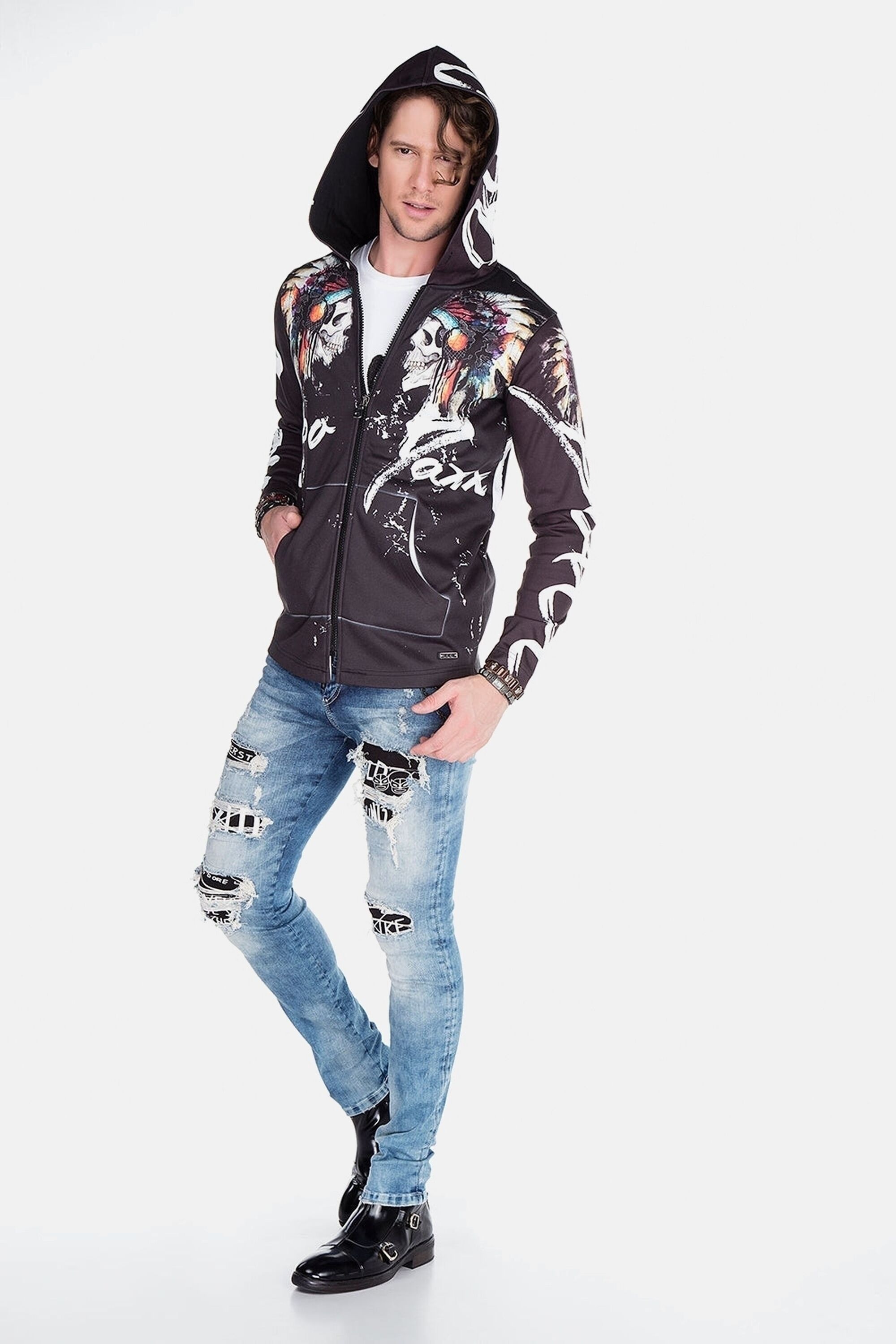 Cipo & Baxx Sweatjacke »Sweatshirts« 1 mit indigenem Allover-Print, CL-263