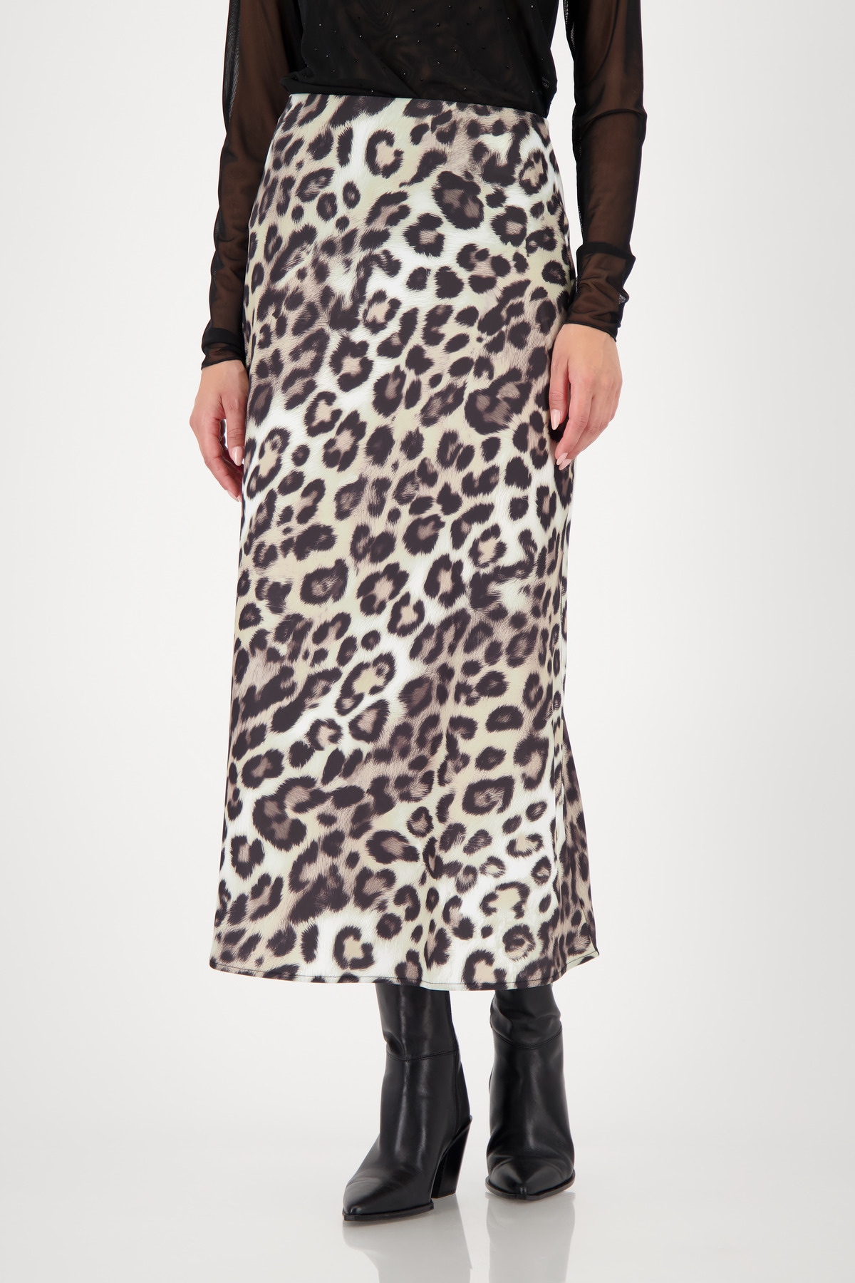 Monari Satinrock "Rock Leo Allover Satin" Regular fit mit Leopardenmuster günstig online kaufen
