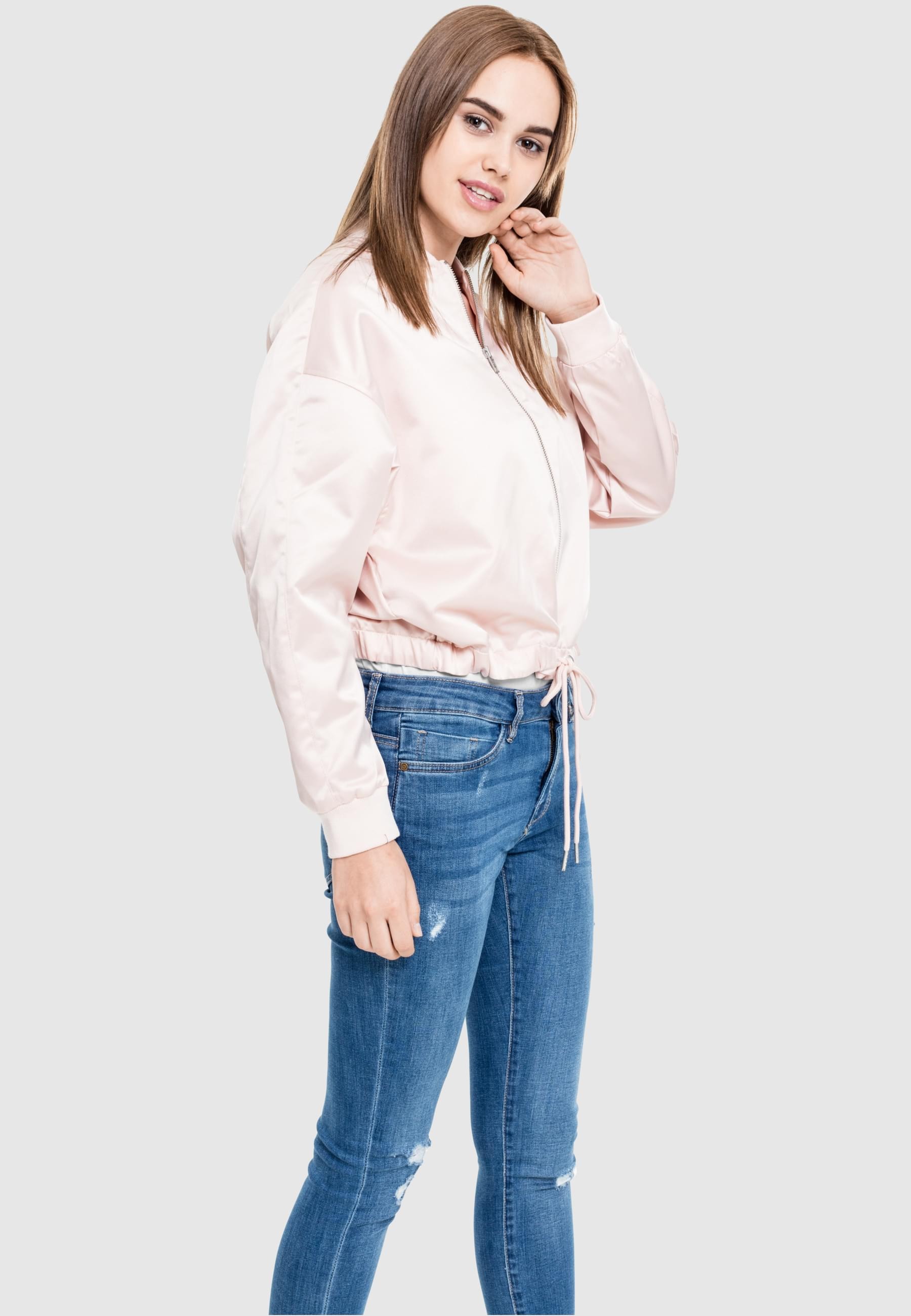 URBAN CLASSICS Allwetterjacke »Urban Classics Damen Ladies Satin Kimono Blouson«, (1 St.), ohne Kapuze