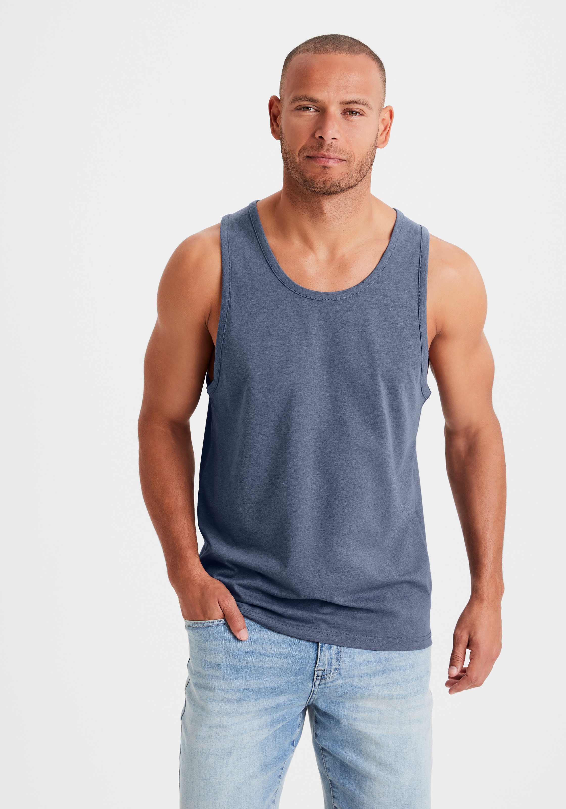 John Devin Tanktop, 2 Stk. in schöner Melange-Optik günstig online kaufen