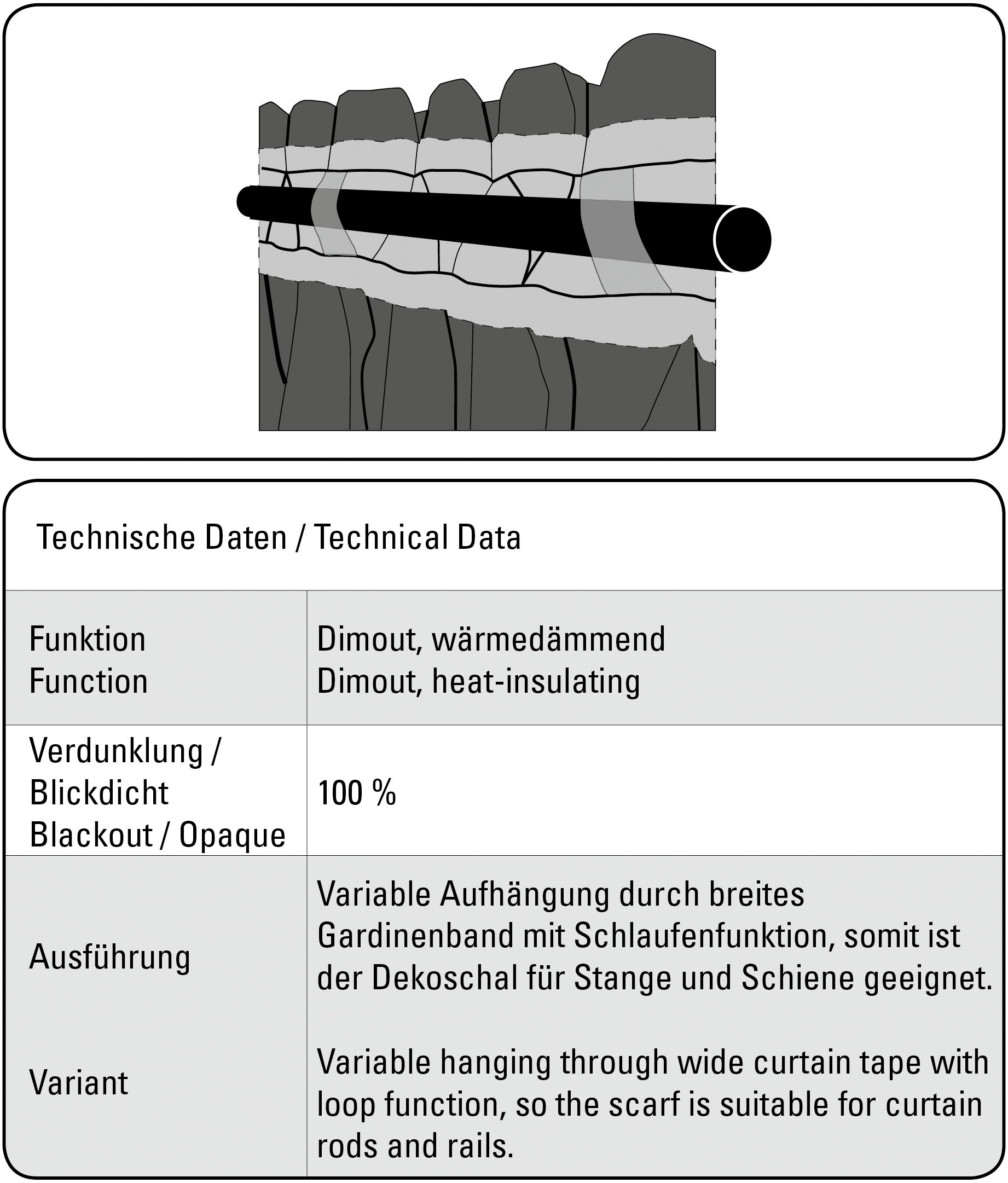 Gardine »Schal Jacquard Ornamente«, (1 St.), mit Gardinenband und verdeckten Schlaufen