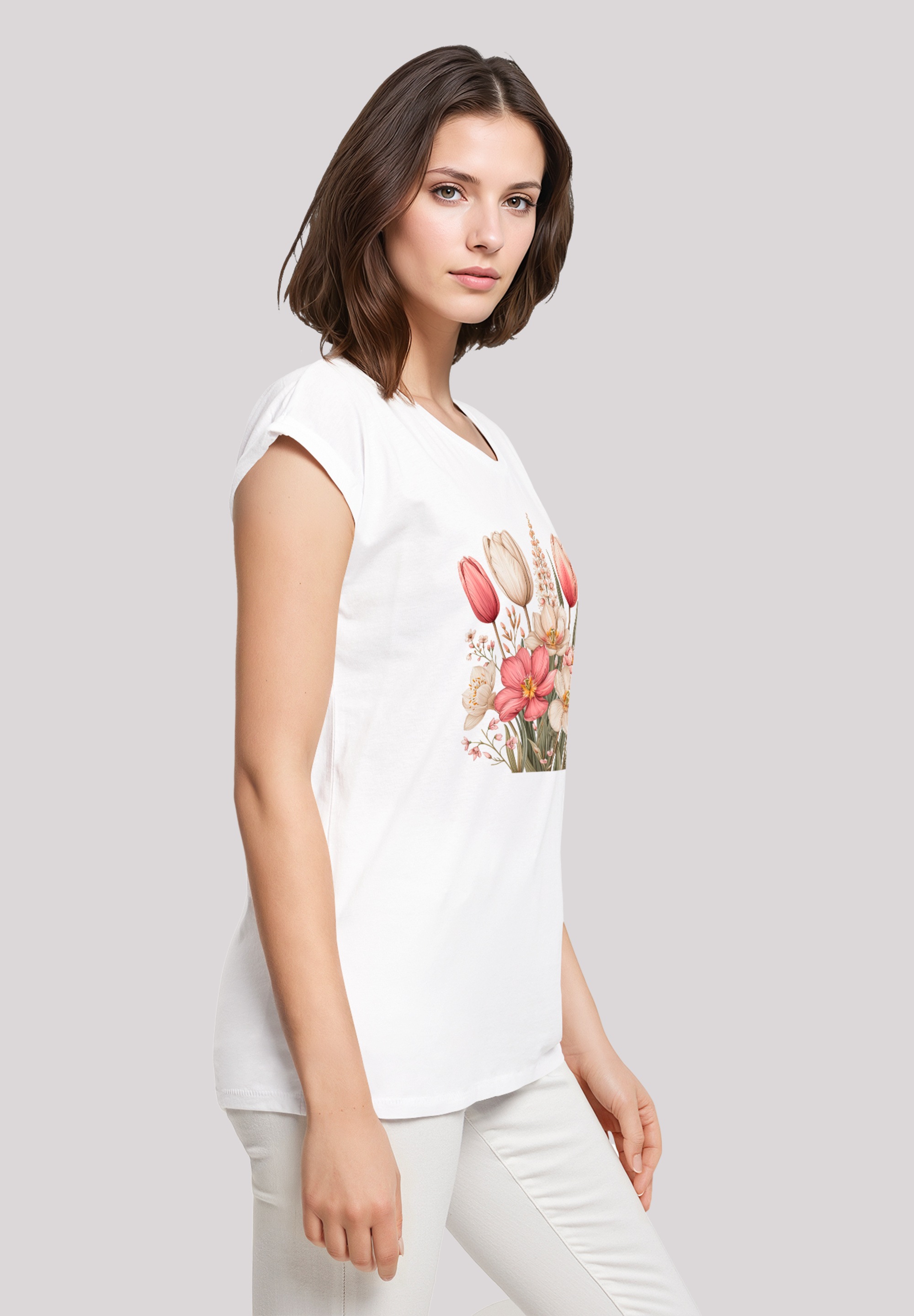 F4NT4STIC T-Shirt »Rosa weißer Frühlingsblumenstrauß«, Premium Qualität