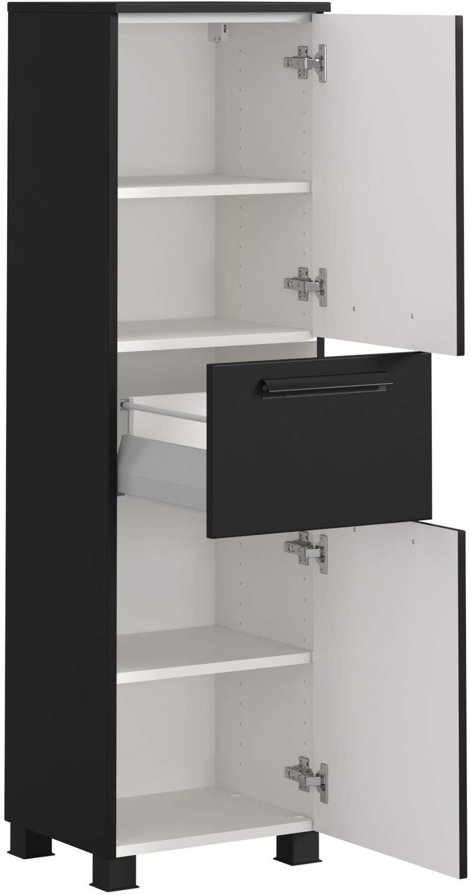 welltime Midischrank »SALVADA, Midischrank 40 cm, gedämpfte Scharniere, Softclose« Schwarz, Front und Korpus aus hochwertigen MDF, Anti-Finger-Print