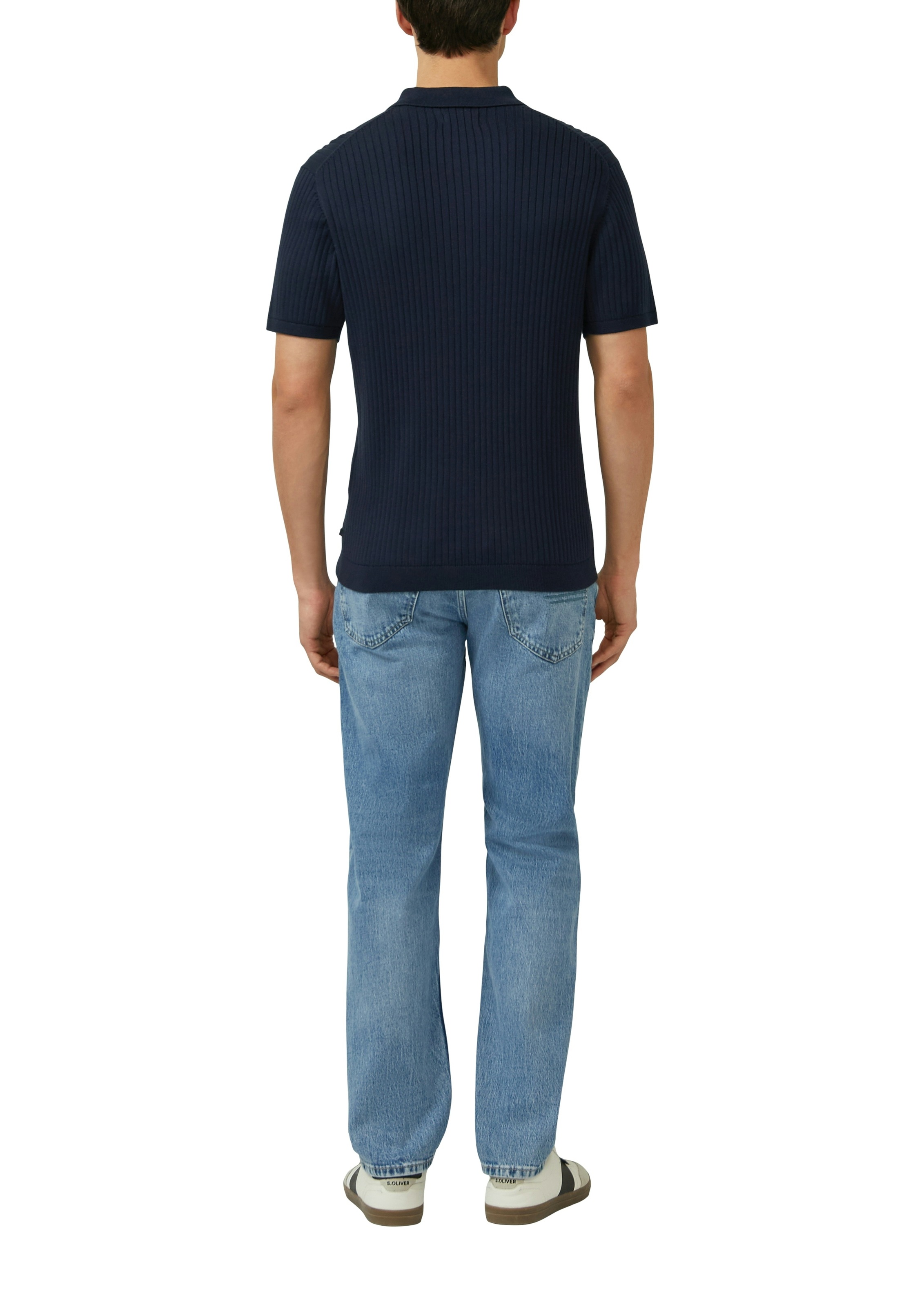 s.Oliver Poloshirt mit Strick-Muster und kurzes Reißverschluss