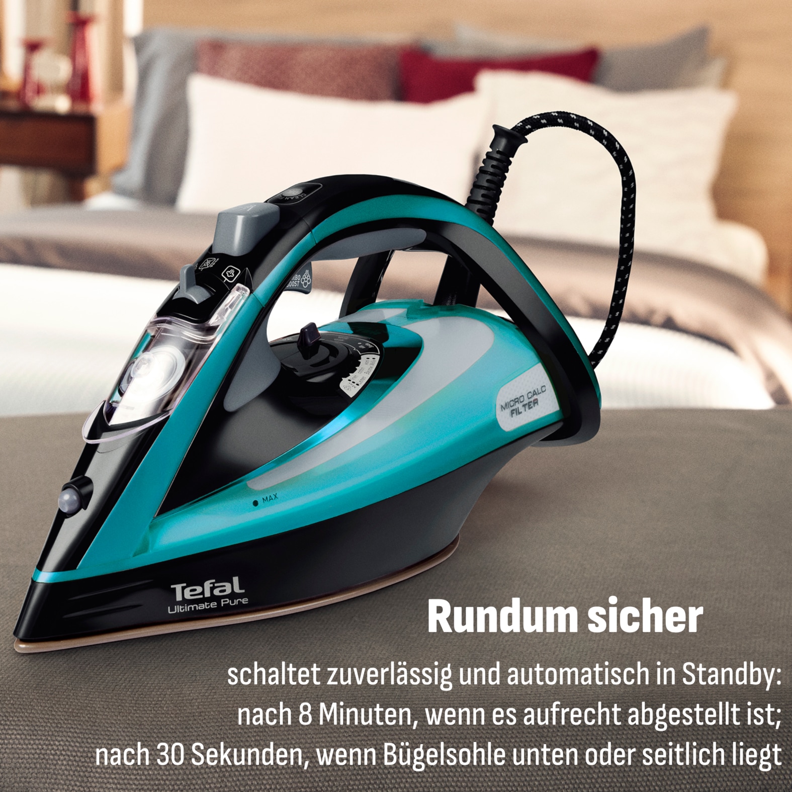 Tefal Dampfbügeleisen »FV9844 Ultimate Pure« 3200 W Durilium Airglide Autoclean-Bügelsohle, automatische Abschaltung