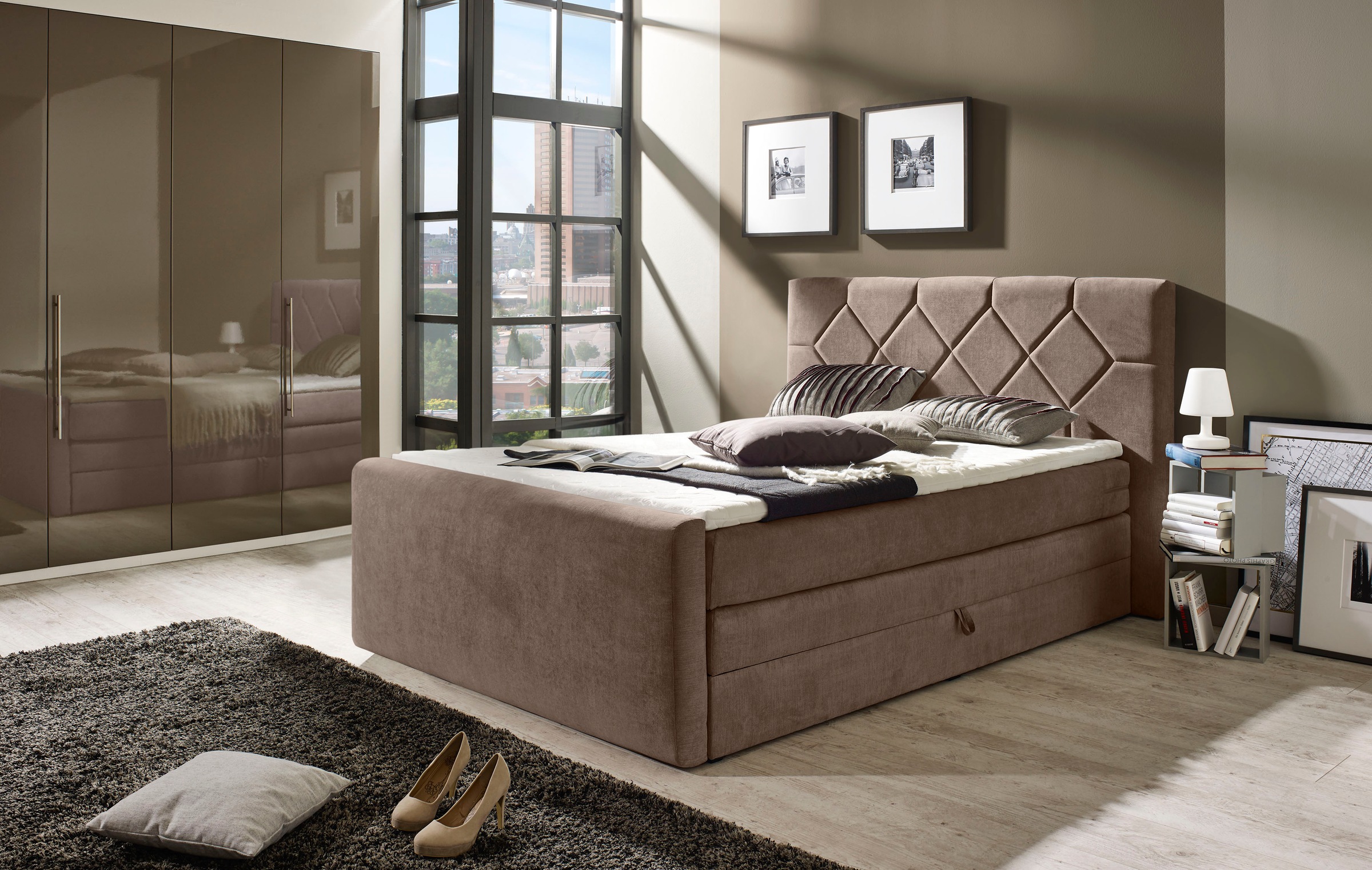 Home affaire Boxspringbett "Atlanta" inklusive Topper und Bettkasten günstig online kaufen