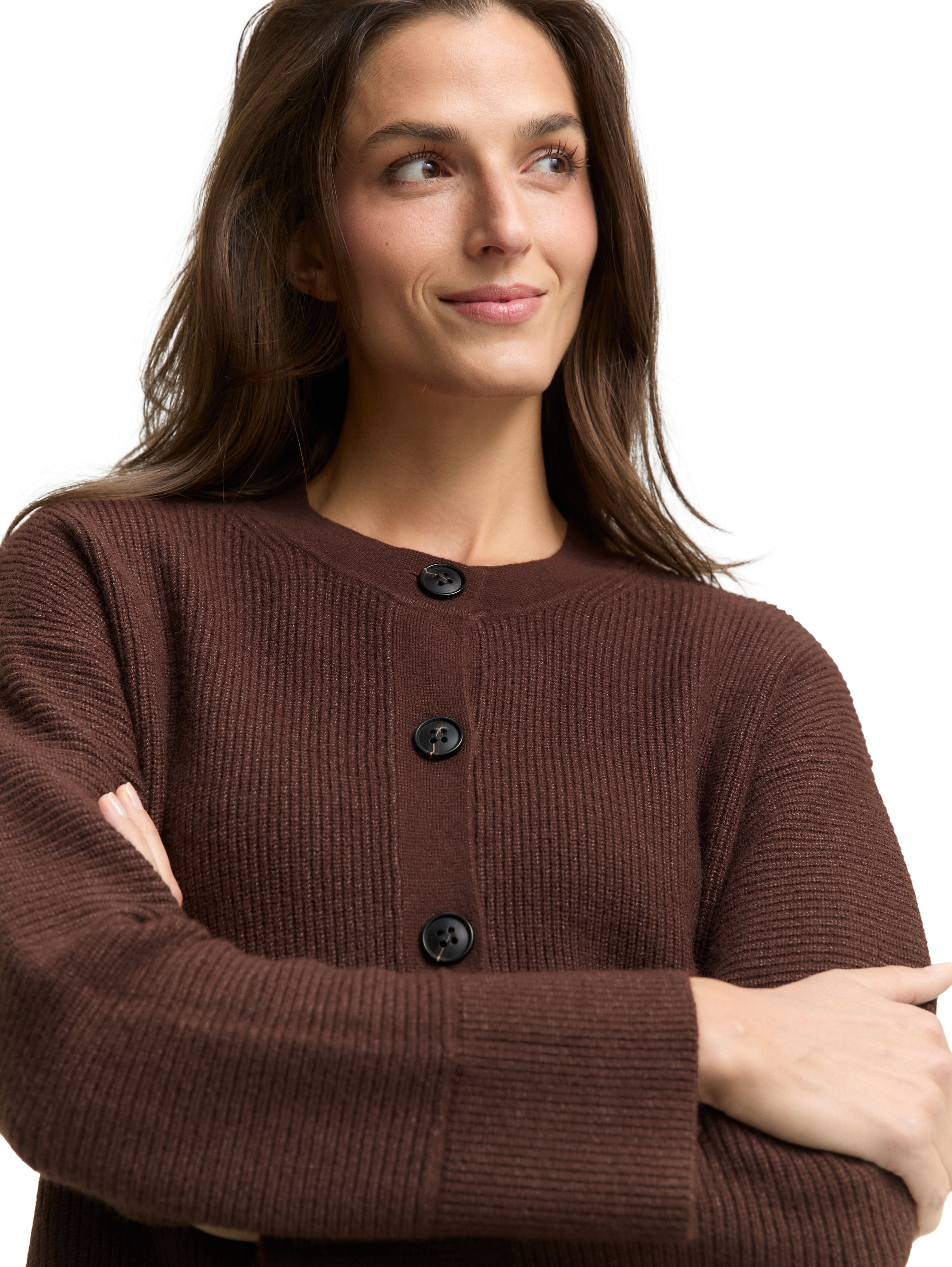 TOM TAILOR Strickjacke mit Rippbündchen