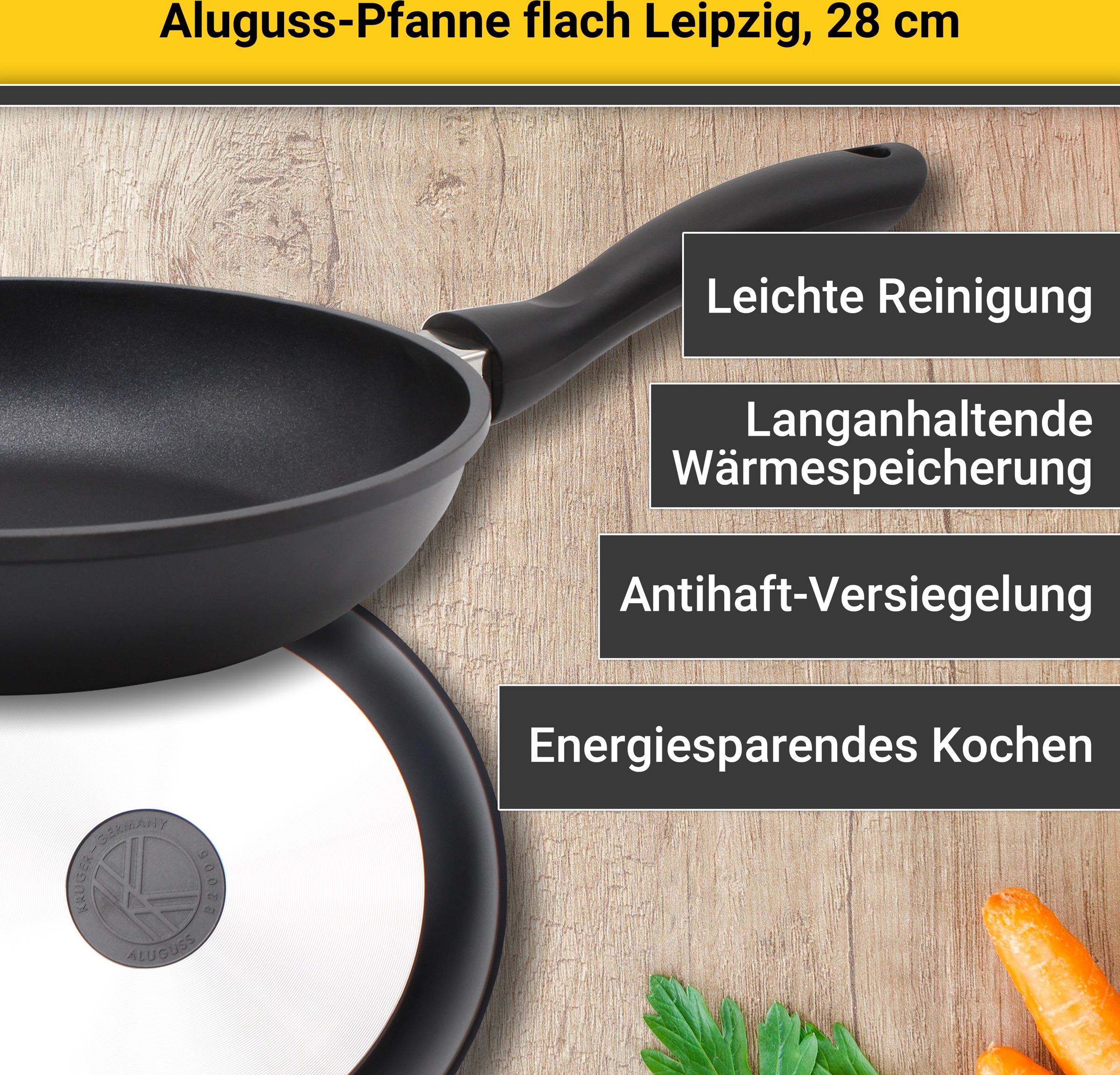 Krüger Bratpfanne "Aluguss Pfanne flach LEIPZIG" Aluminiumguss 1 Stk. tlg. günstig online kaufen