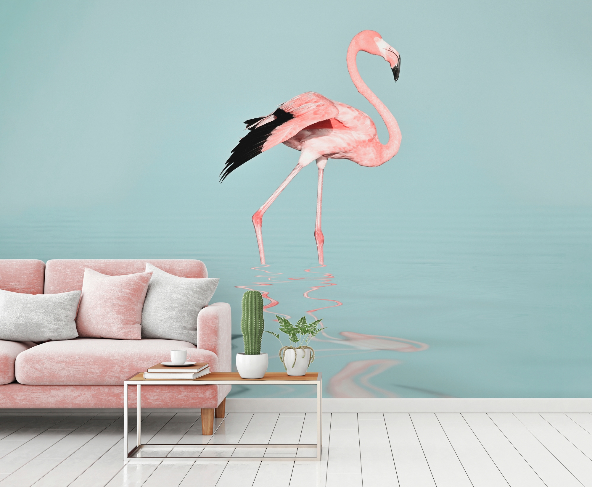 living walls Fototapete »ARTist Flamingo Water«, Vlies, Wand, Schräge