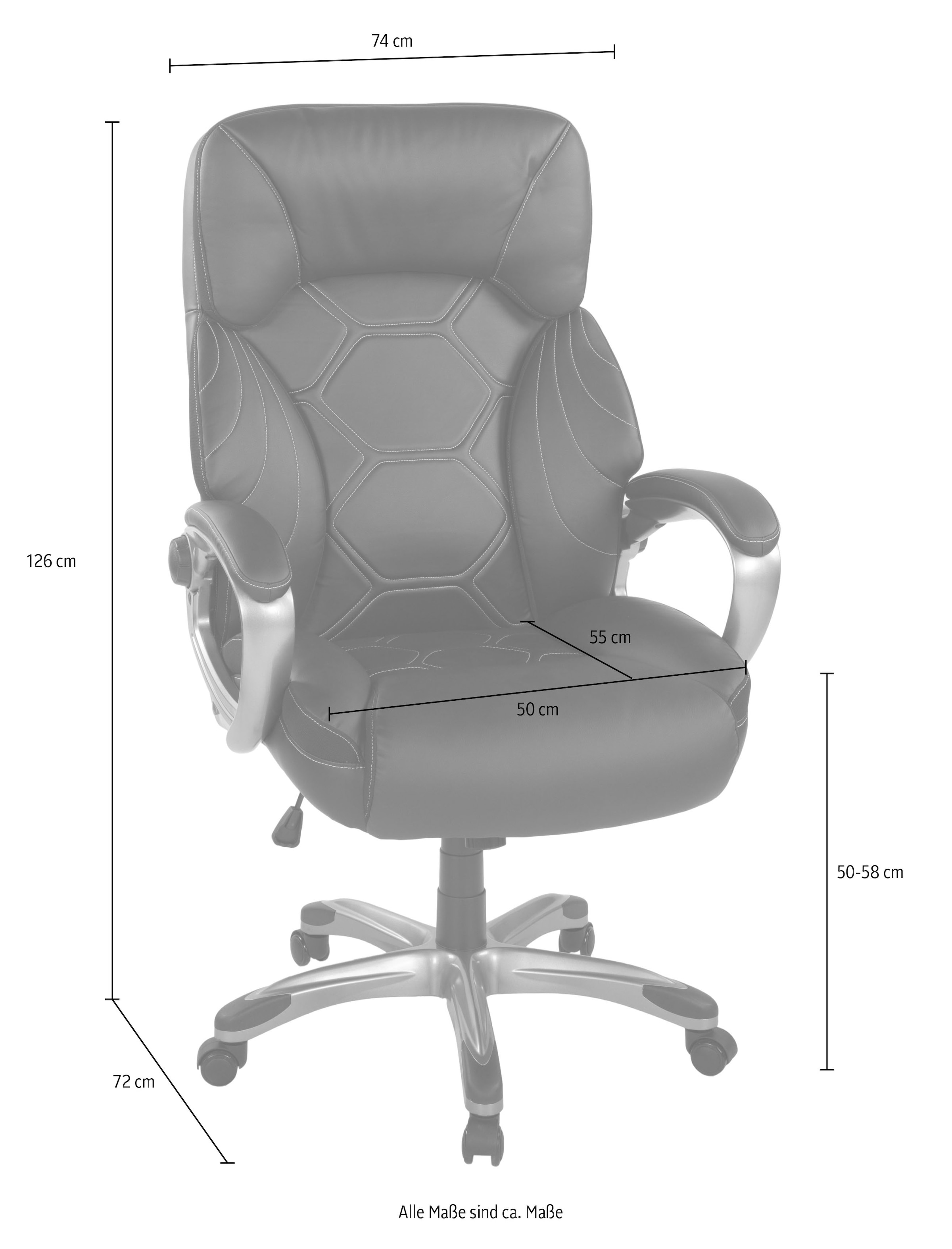 Duo Collection Chefsessel »Chefsessel Jesse XXL«, 1 St., Kunstleder, Sitzhöhenverstellung, Wippmechanik, bis 150 kg belastbar