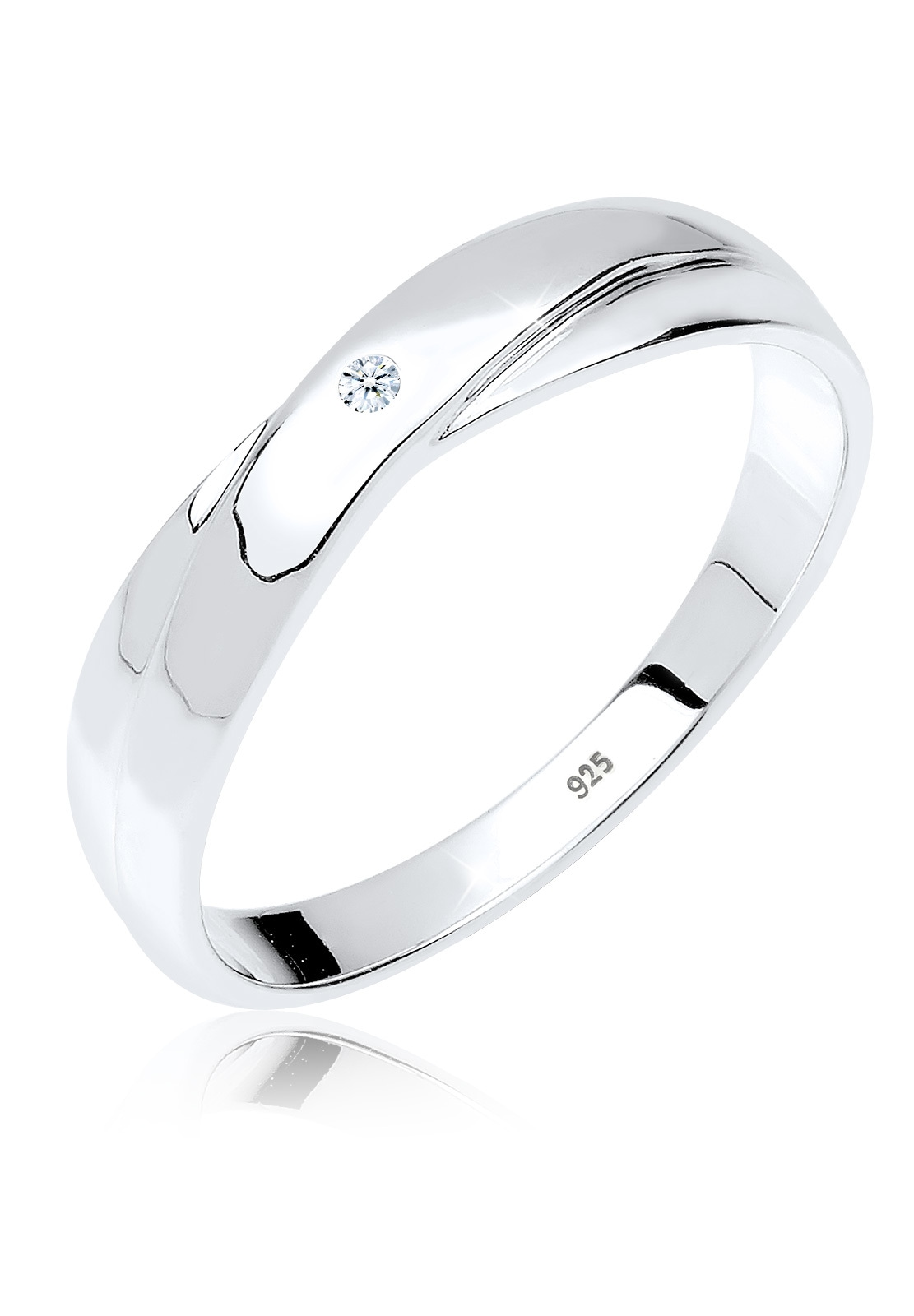 ELLI DIAMONDS Damen Verlobungsring "Ring Verlobungsring Diamant Weiß Brillantschliff (0.015 ct) 925 Sterling Silber", 54, Silber 925