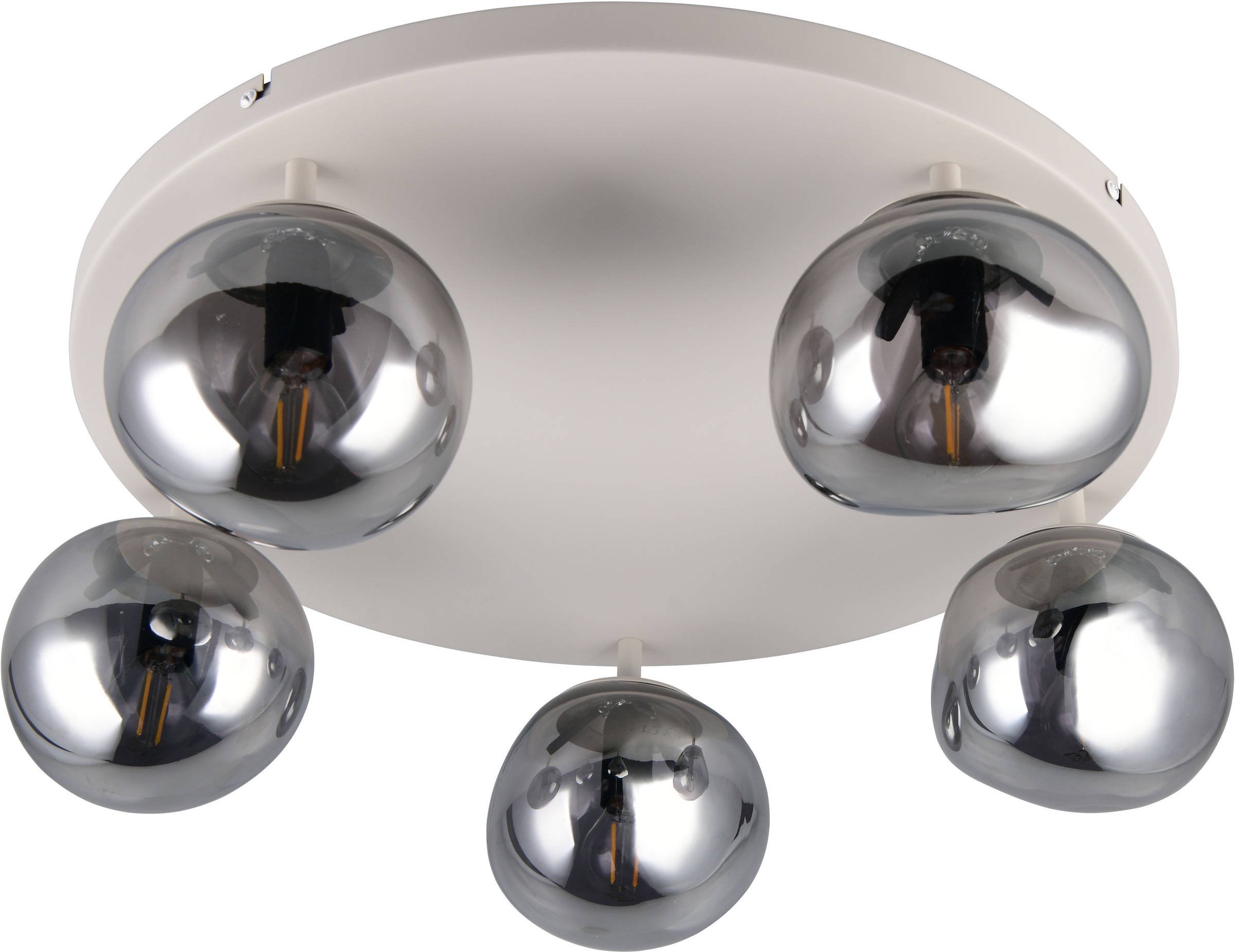 s.Oliver Deckenleuchte »ANJELLA, Deckenlampe exkl 5x E14 max 10W, in warm grey + smoke Glas,«, 5 flammig, Leuchtmittel E14 | Leuchtmittel wechselbar, mit mundgeblasenen Glas Lampenschirmen in rauchgrau, Ø gesamt 59cm