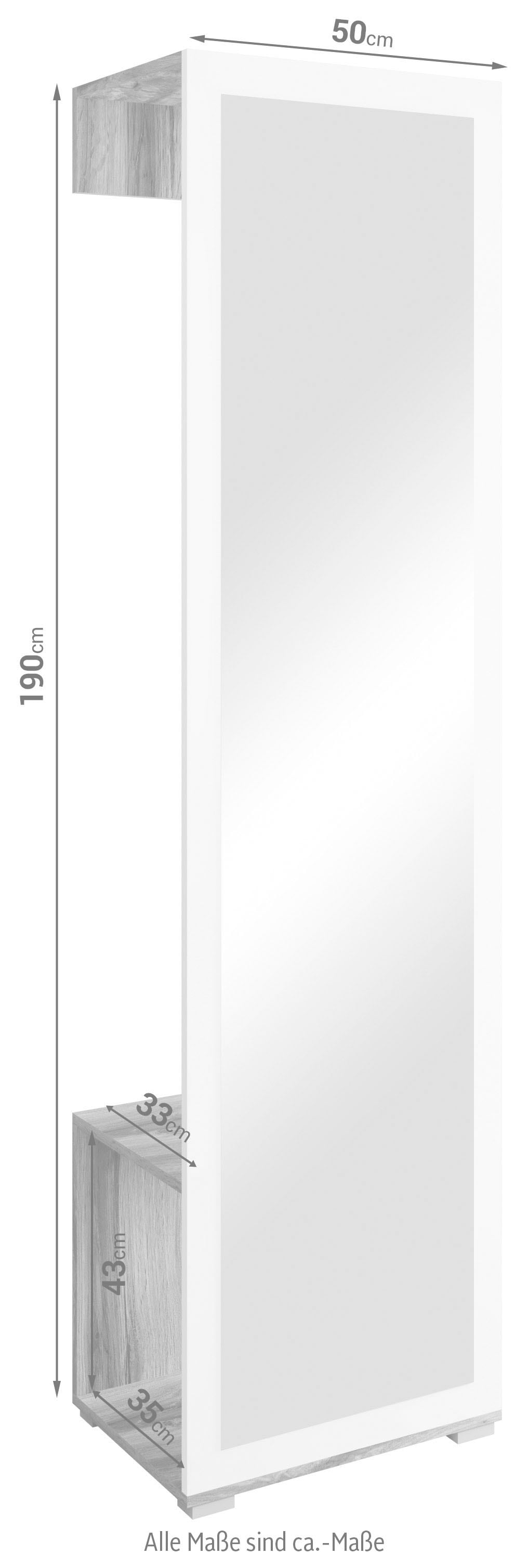 mit Frontspiegel Garderobenschrank 190 cm) BAUR (Höhe 1 | INOSIGN und Kleiderstange »Paris«, 1