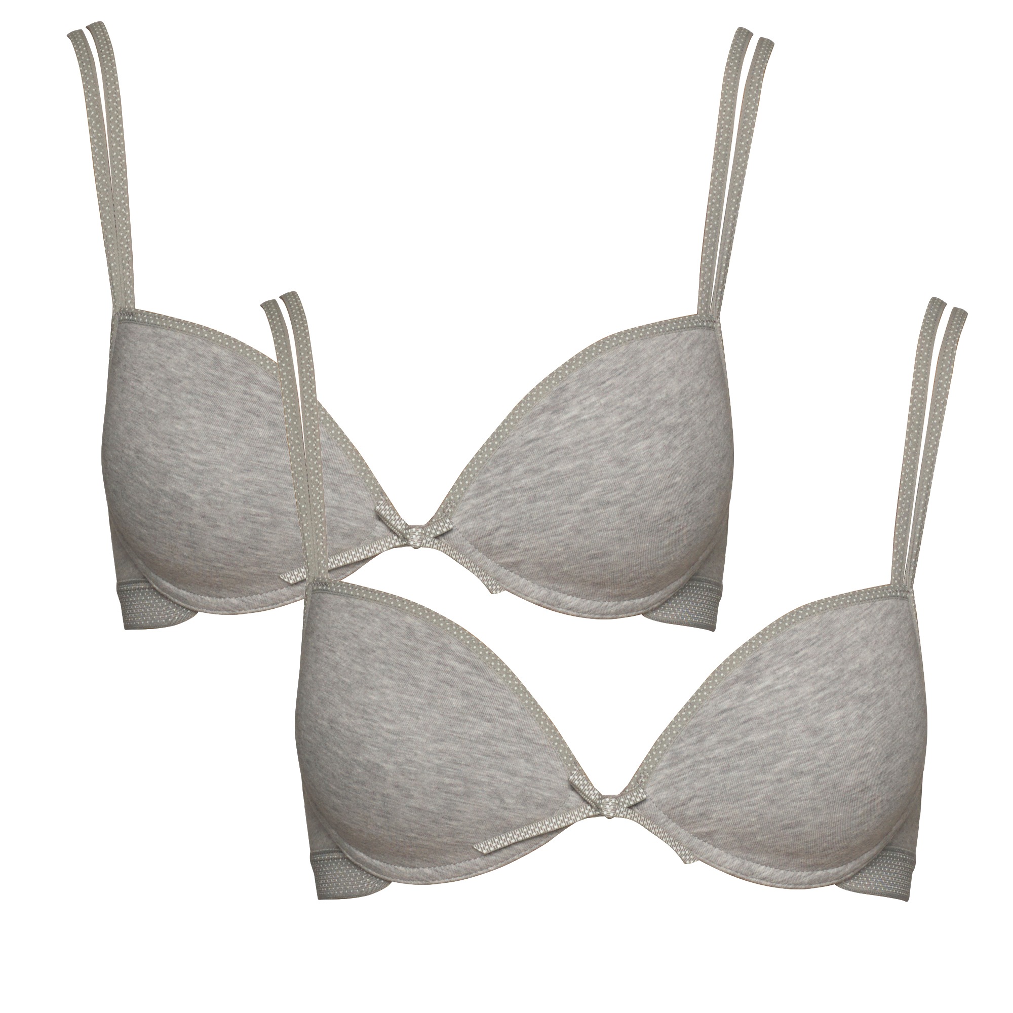 Boobs & Bloomers "Anny" 2er Pack, mit Schale, mit Schleife, mit Bügel, verstellbare Träger, Baumwollmix