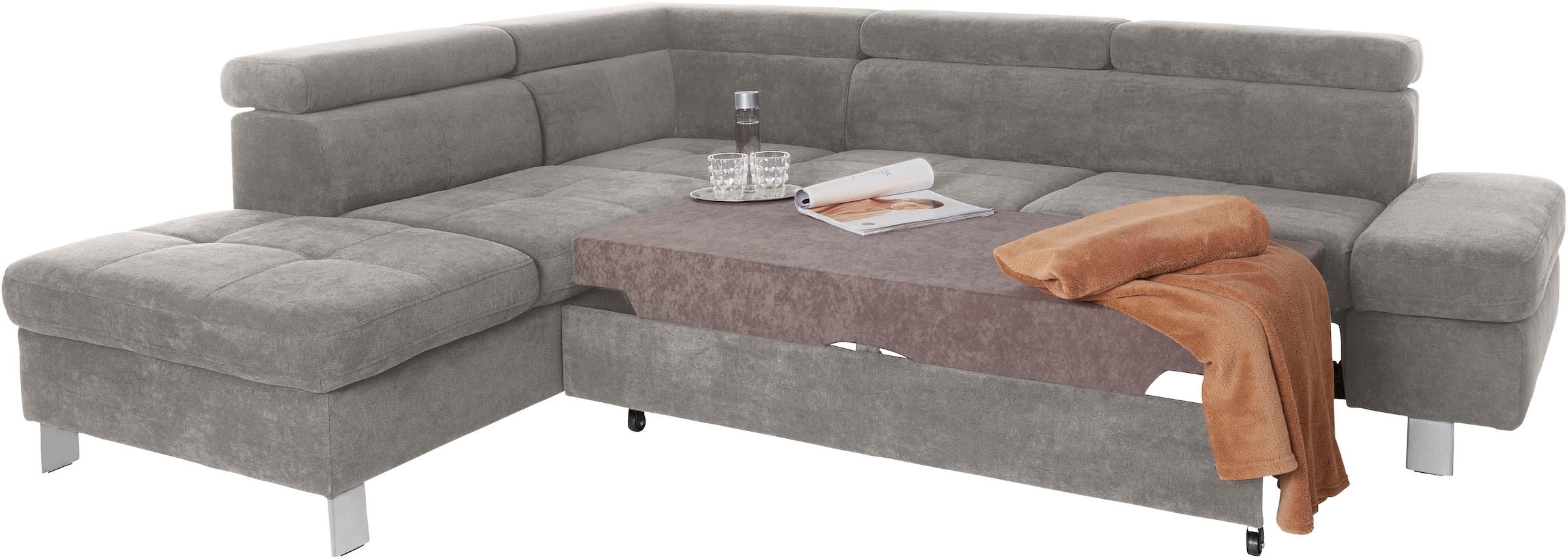 exxpo - sofa fashion Ecksofa »Fiji, L-Form«, mit Kopf- bzw. Rückenverstellung, wahlweise mit Bettfunktion