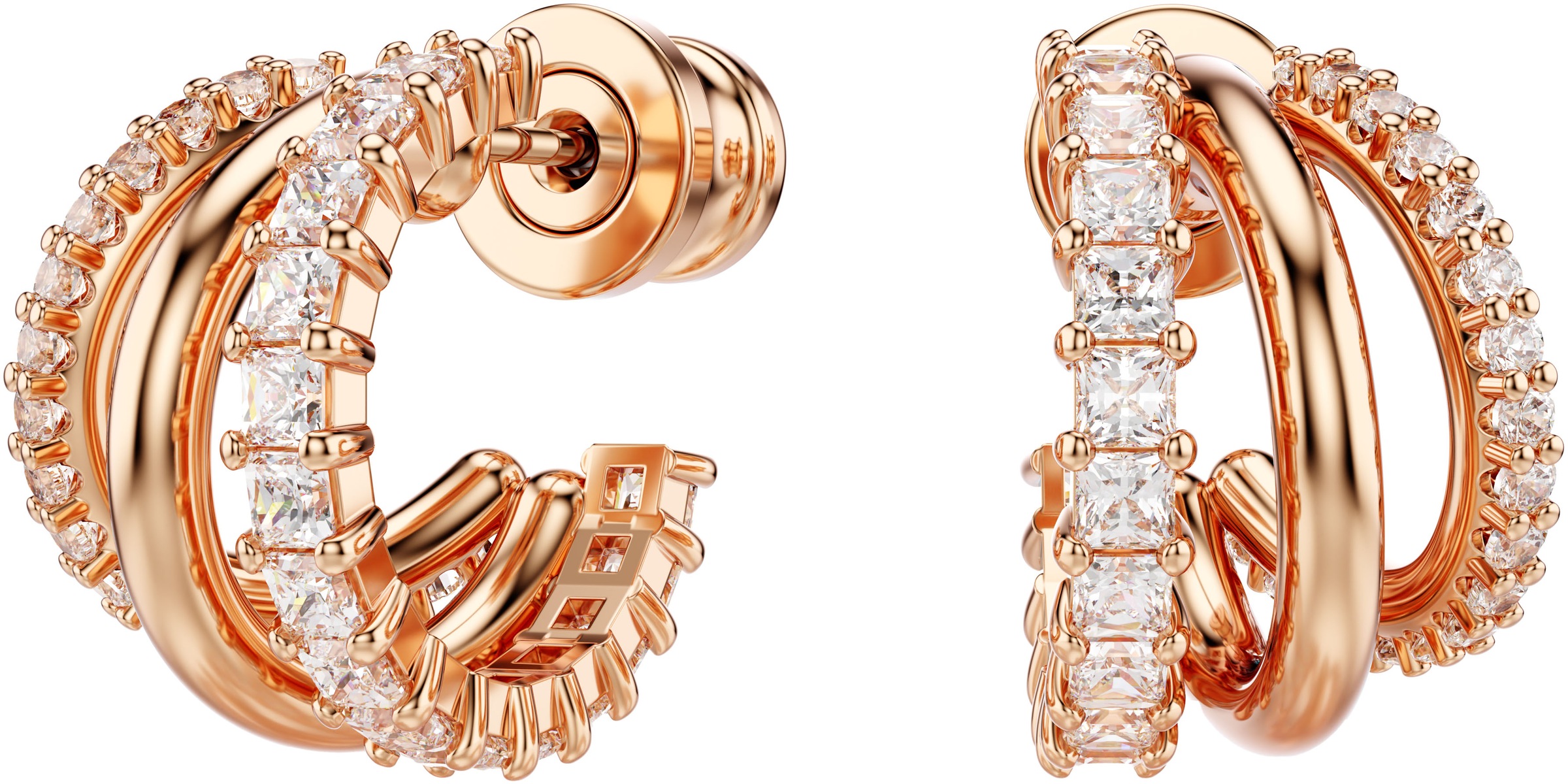 Paar Creolen SWAROVSKI "Schmuck Geschenk Hyperbola Ohrringe", rosa (roségoldfarben, kristallweiß, kristallweiß), Ohrringe, Damen, Metall, mit Swarovski Kristall 2