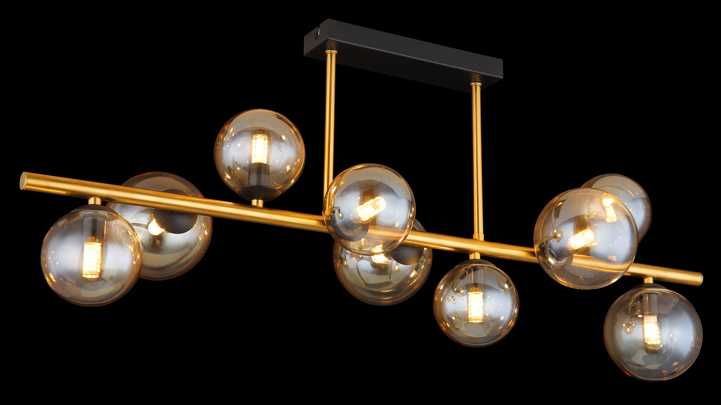 GLOBO LIGHTING Deckenleuchte »RIHA« G9 1 Stk. Warmweiß Deckenleuchte Schwarz/Messing, Amberglas, 5 Gläser, LED G9