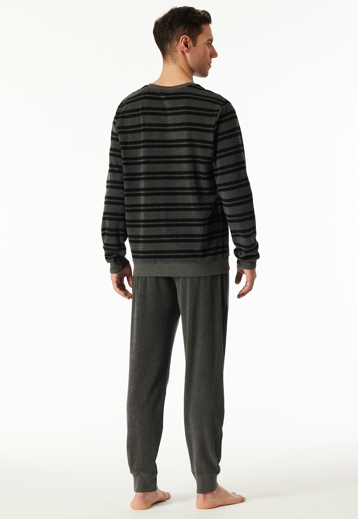 Thumbnail - Schiesser Schlafanzug "Casual Nightwear" 2 tlg. Rundhalsausschnitt, Bindeband, wärmend, Frottee, Langarm