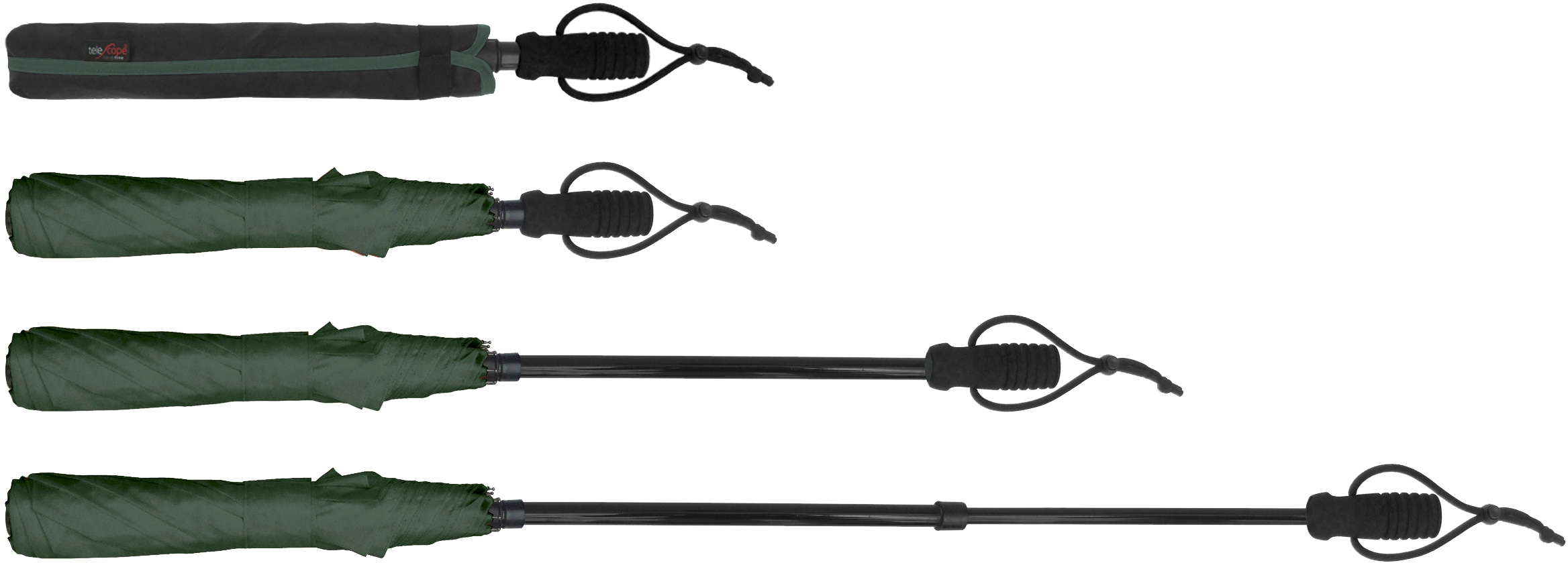 EuroSCHIRM® Taschenregenschirm »teleScope handsfree, olivgrün«, zweifach ausziehbarer Schaft, handfrei tragbar