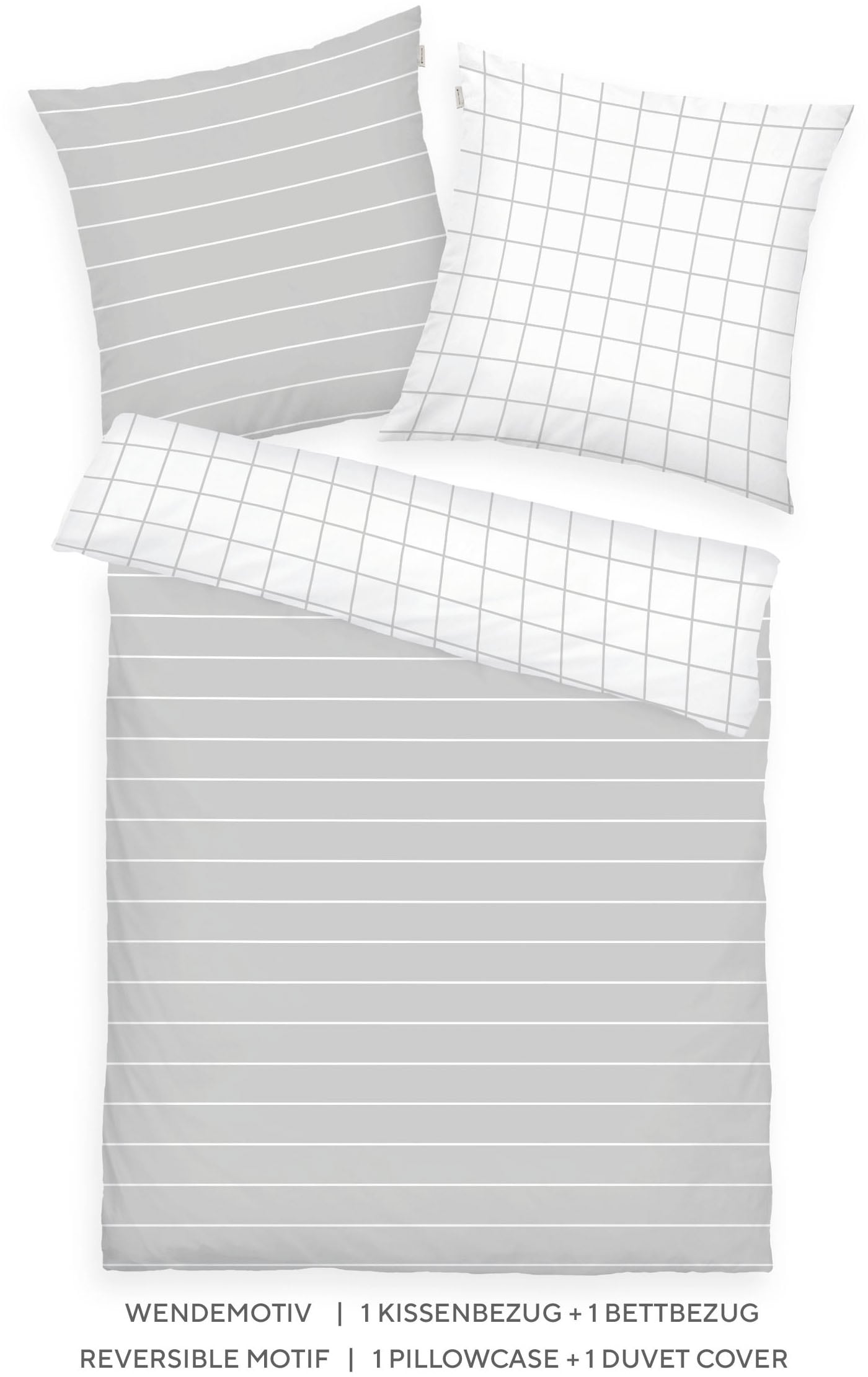 TOM TAILOR HOME 1100000002199 "CHECK AND STRIPES in Gr. 135x200cm oder 155x220cm" 2 Stk. new bedroom, gewebtes Label