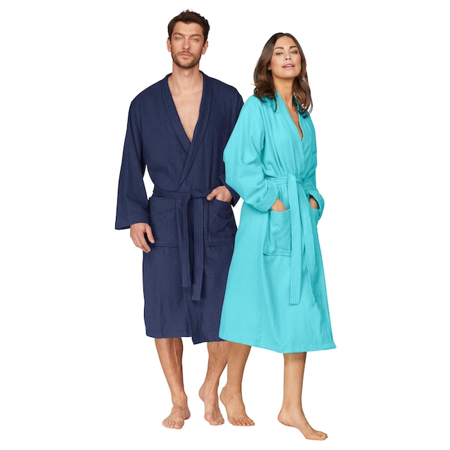 my home Unisex-Bademantel »Travel«, (1 St.), für Damen & Herren, leichte  Qualität, langer Bademantel, S-3XL im Sale | BAUR