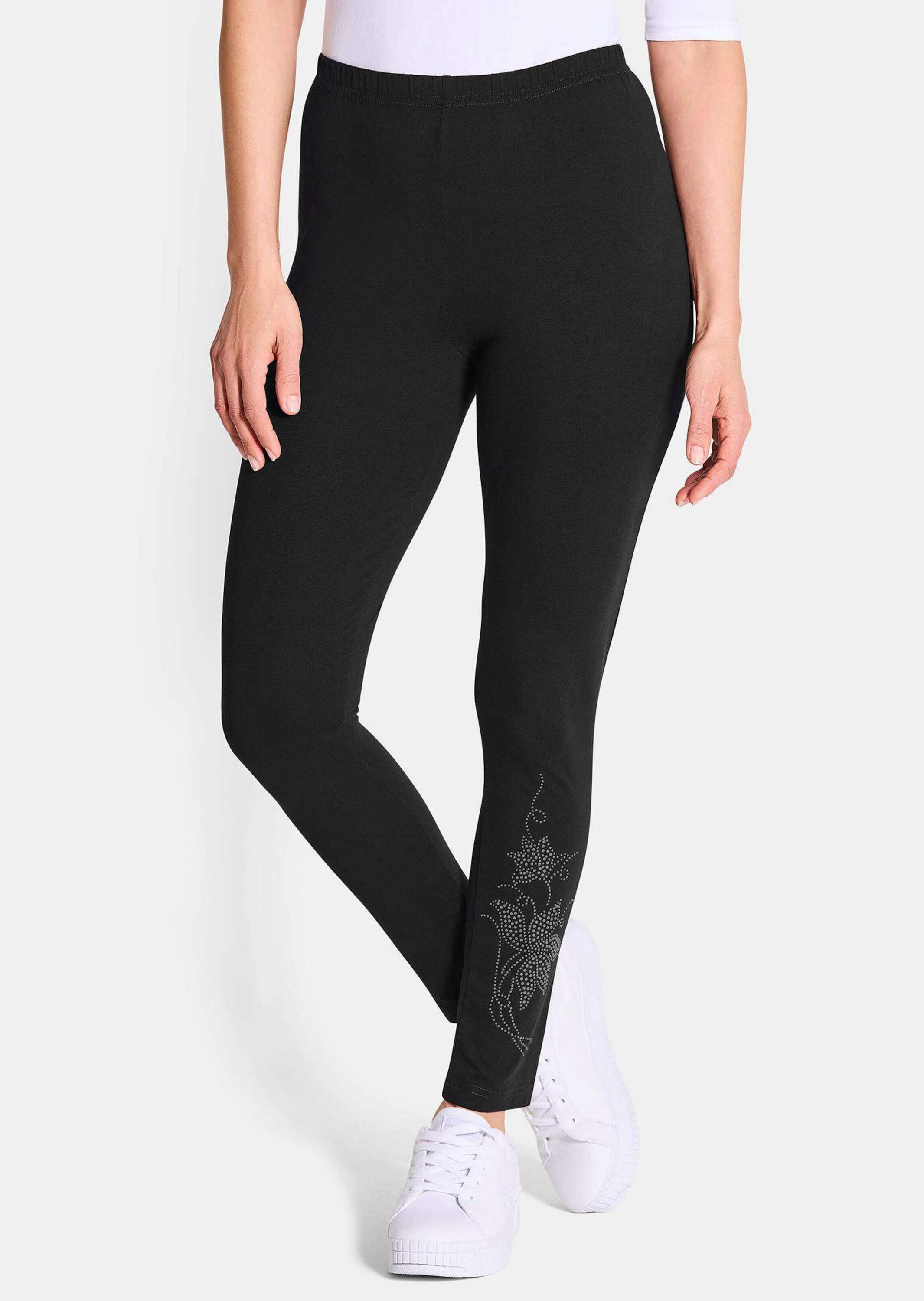 GOLDNER "Kurzgröße Bequeme Baumwoll-Leggings, 2-Stück" Glitzermotiv