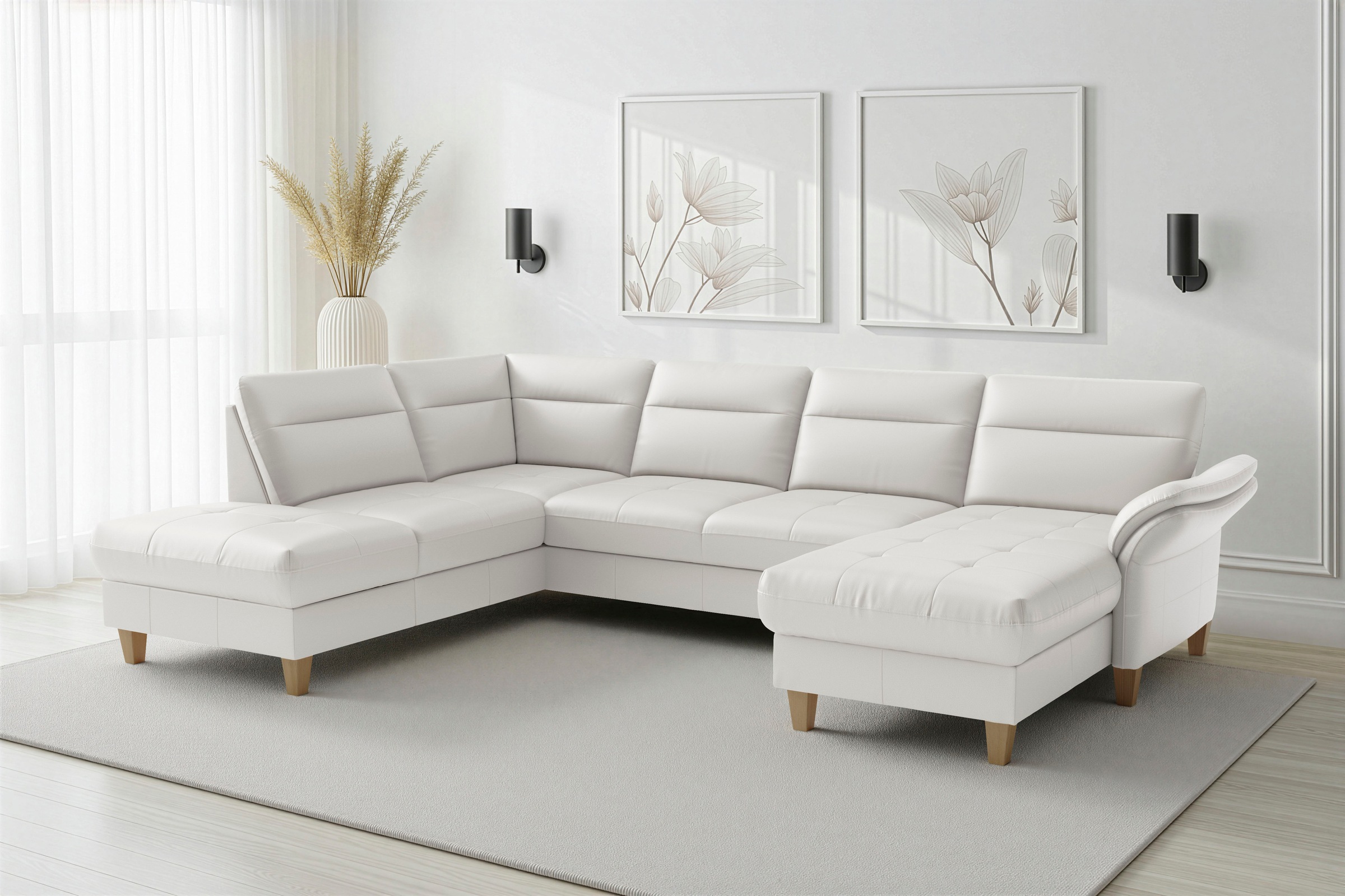 sit&more Wohnlandschaft "Pamela U-Form, B: 292 cm, optional Schlaffunktion & Bettkasten, Leder"