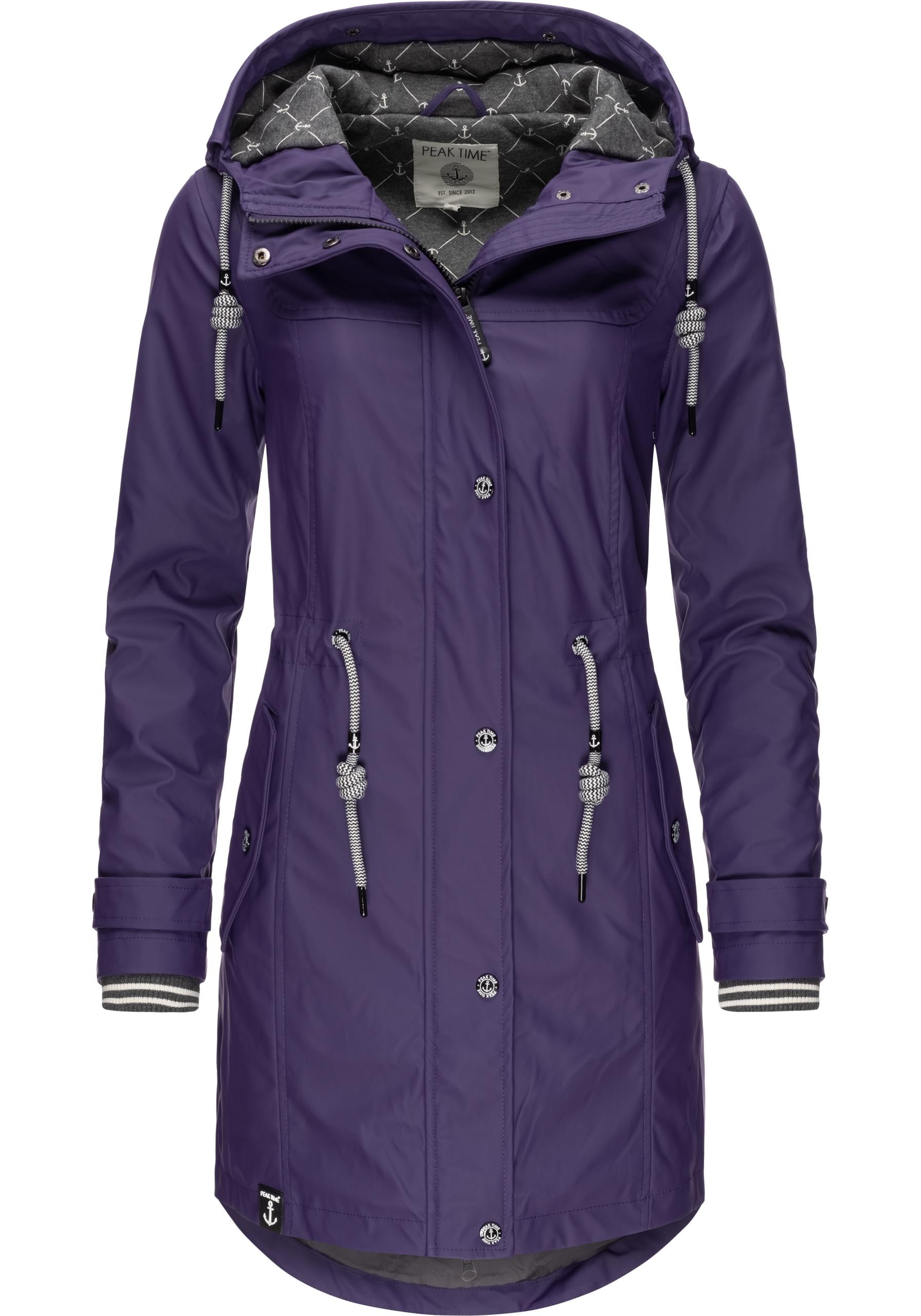 PEAK TIME Regenjacke "L60042", mit Kapuze, stylisch taillierter Regenmantel für Damen