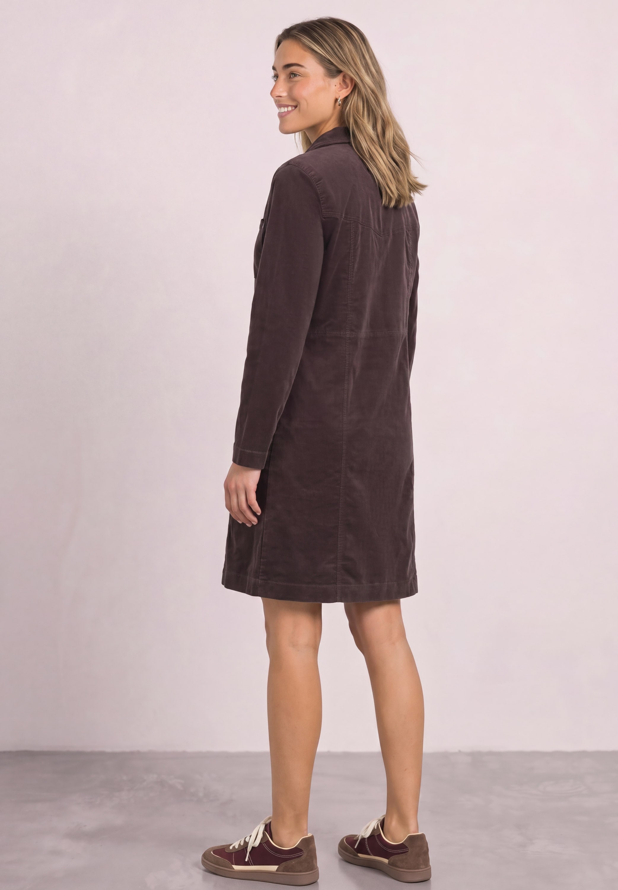 STREET ONE Midikleid Brusttasche in Cord-Optik