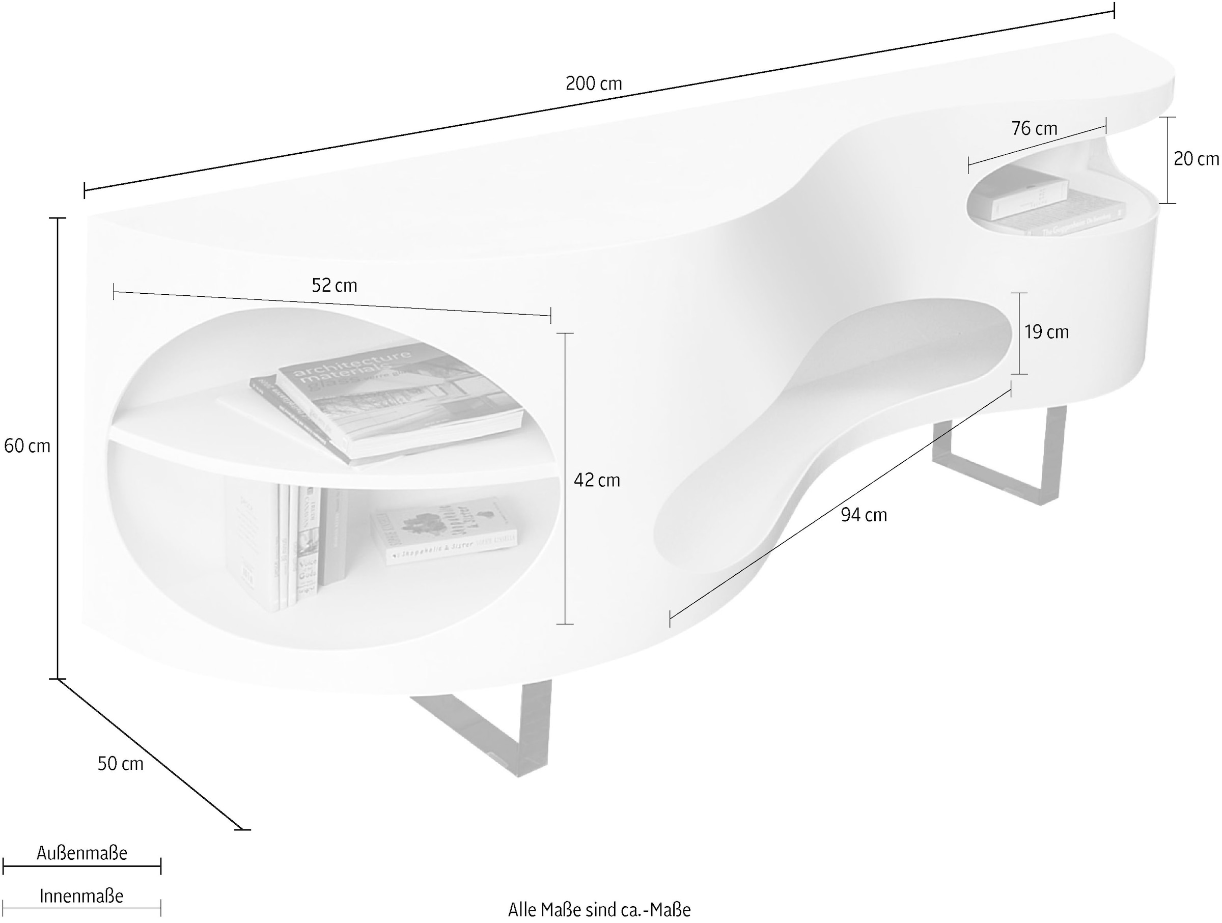 Thumbnail - SalesFever Sideboard "Slough - Stilvolle Kommode" Kommode in extravaganter Form, Breite 200 cm