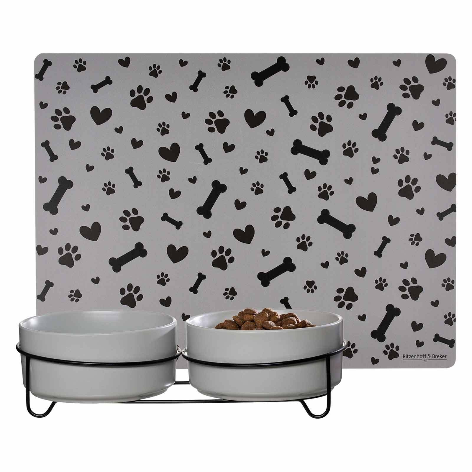 Ritzenhoff & Breker Futternapf "Hunde-Napfset mit Unterlage Taro ø 17 cm 2er Set grau" Spülmaschinengeeignet