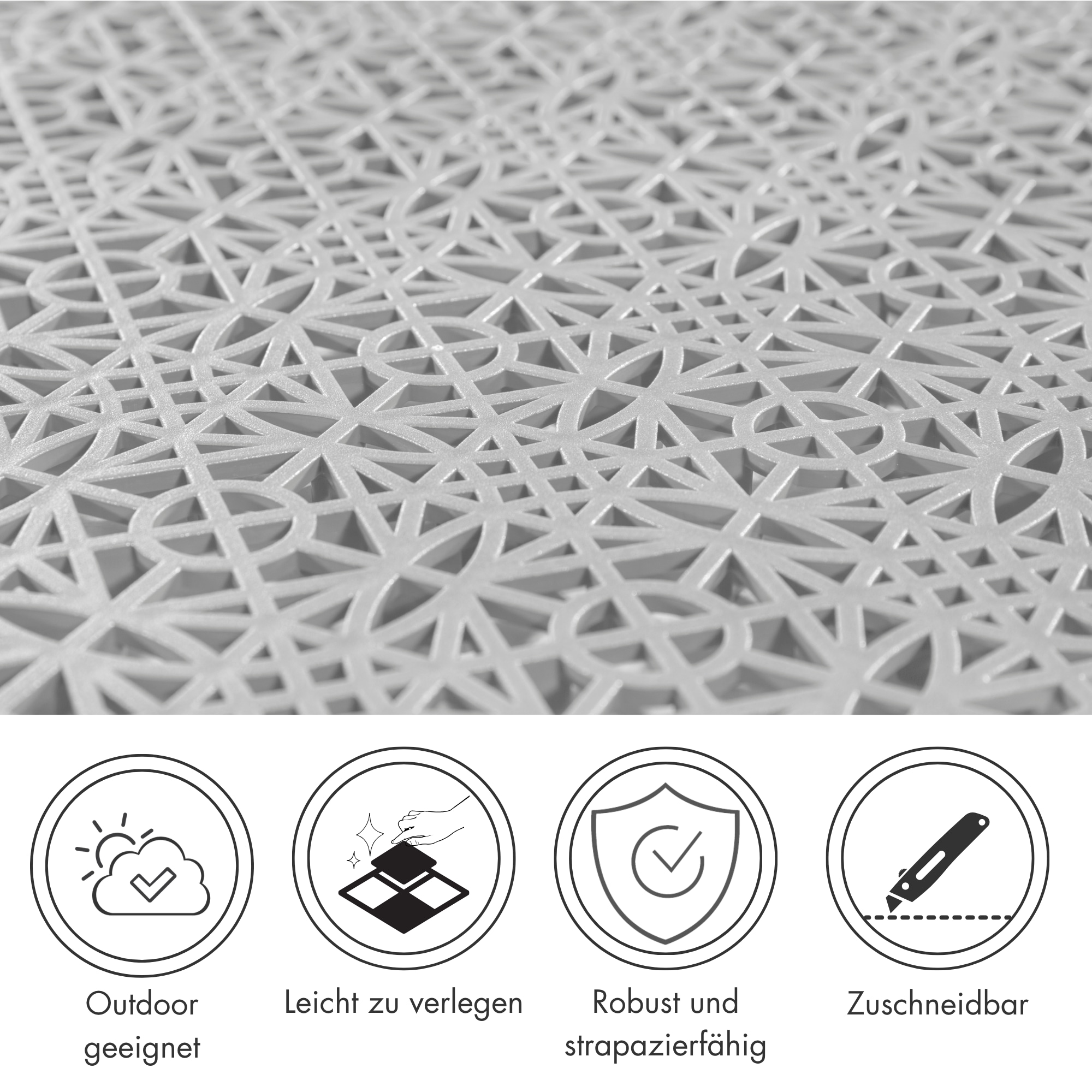 Andiamo Kunststoff-Fliesen »Terra Sol, Terrassenfliesen, wetterfest, Made in Switzerland« Set, erhältlich mit 7 Stück (1 qm), 14 Stück (2 qm) oder 35 Stück (5 qm), 7 Stk. tlg. Klickfliesen, 38x38 cm, Balkon Bodenbelag, UV-beständig
