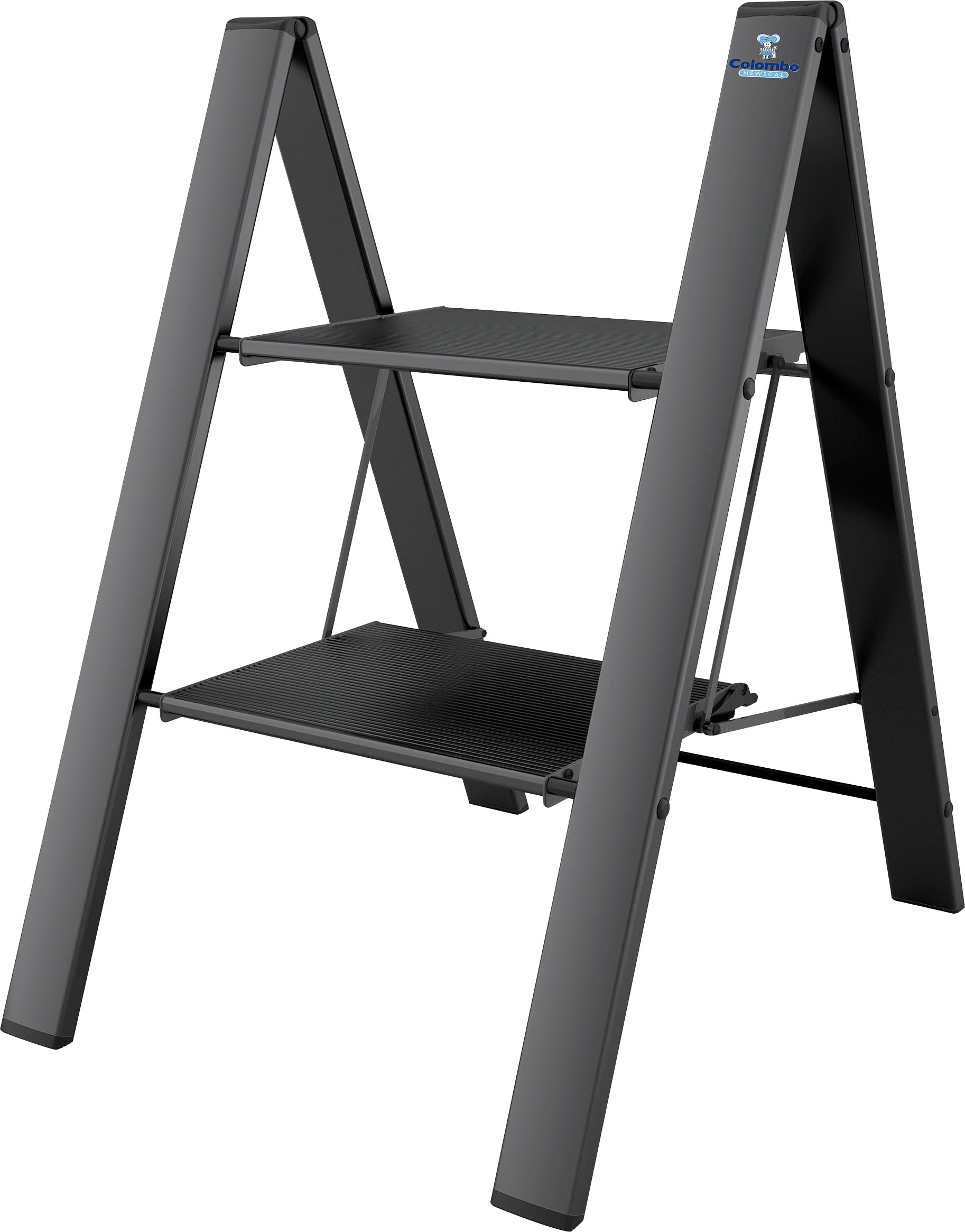 Bischof Colombo Trittleiter "Leonardo Black 1", 2-stufig, Tragkraft 150 kg, Aluminium