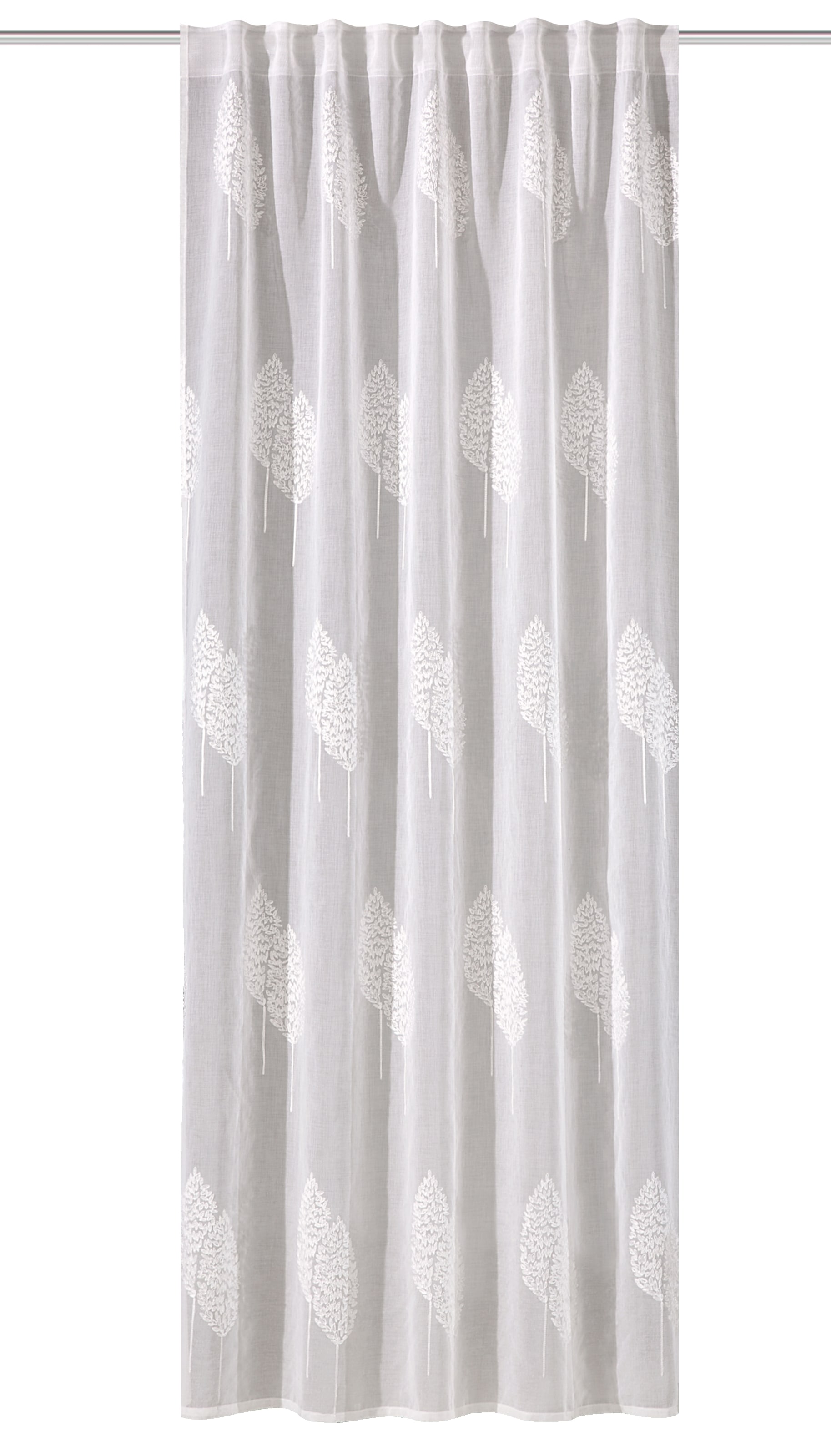 HOME WOHNIDEEN Gardine »ALAVARO« Multifunktionsband 1 Stk. tlg. Fertigschal Leinenoptik bestickt