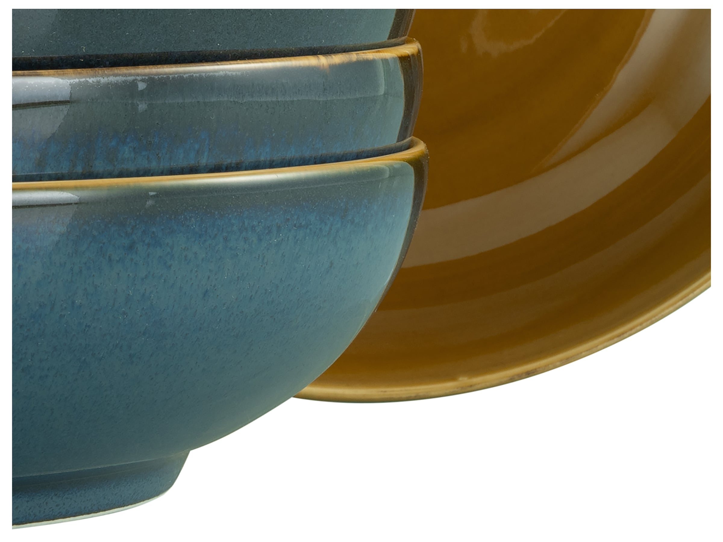 CreaTable Schale »Mallorca, Poke Bowl 4-tlg«, 4 tlg., aus Steinzeug, Spezialglasur mit Vintage Außenrand