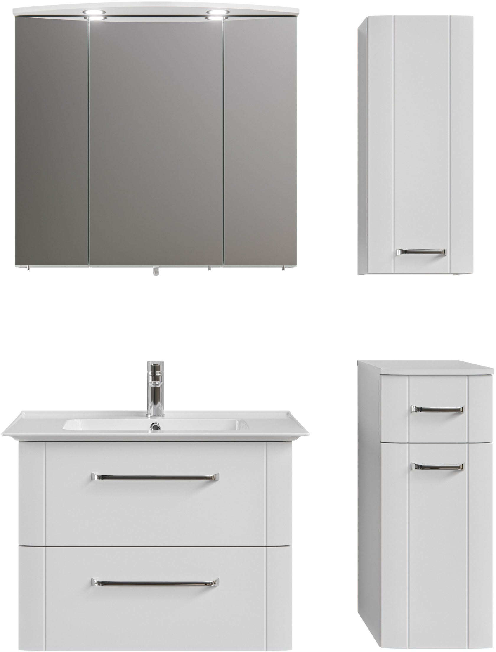 Saphir "Serie 3006 4-teilig Keramik-Waschtisch mit Spiegelschrank" 5 Stk. tlg.