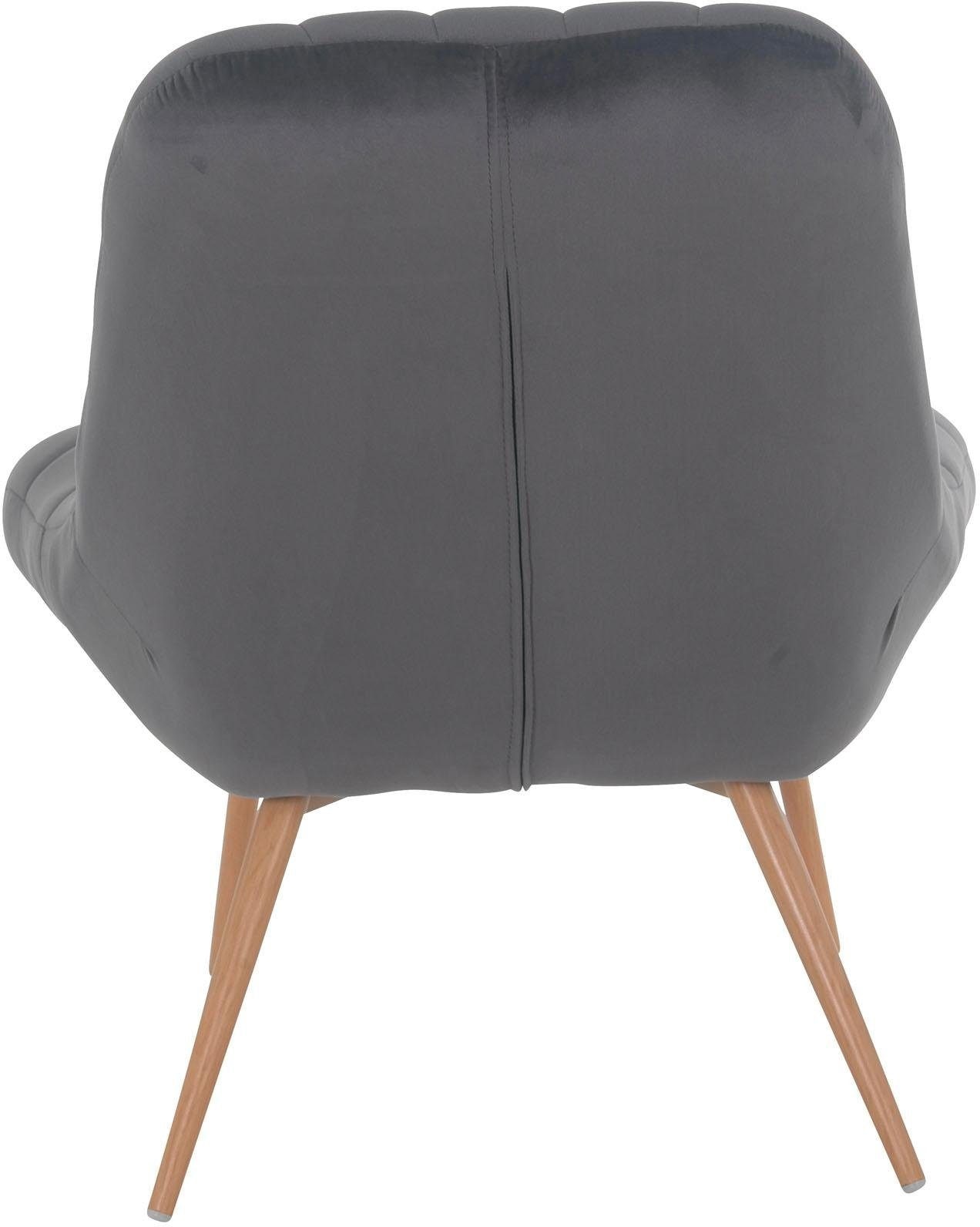 SalesFever Relaxsessel »Toulon - Komfortabler Loungesessel« mit XXL-Steppung, mit schwarzen oder naturfarbenen Beinen