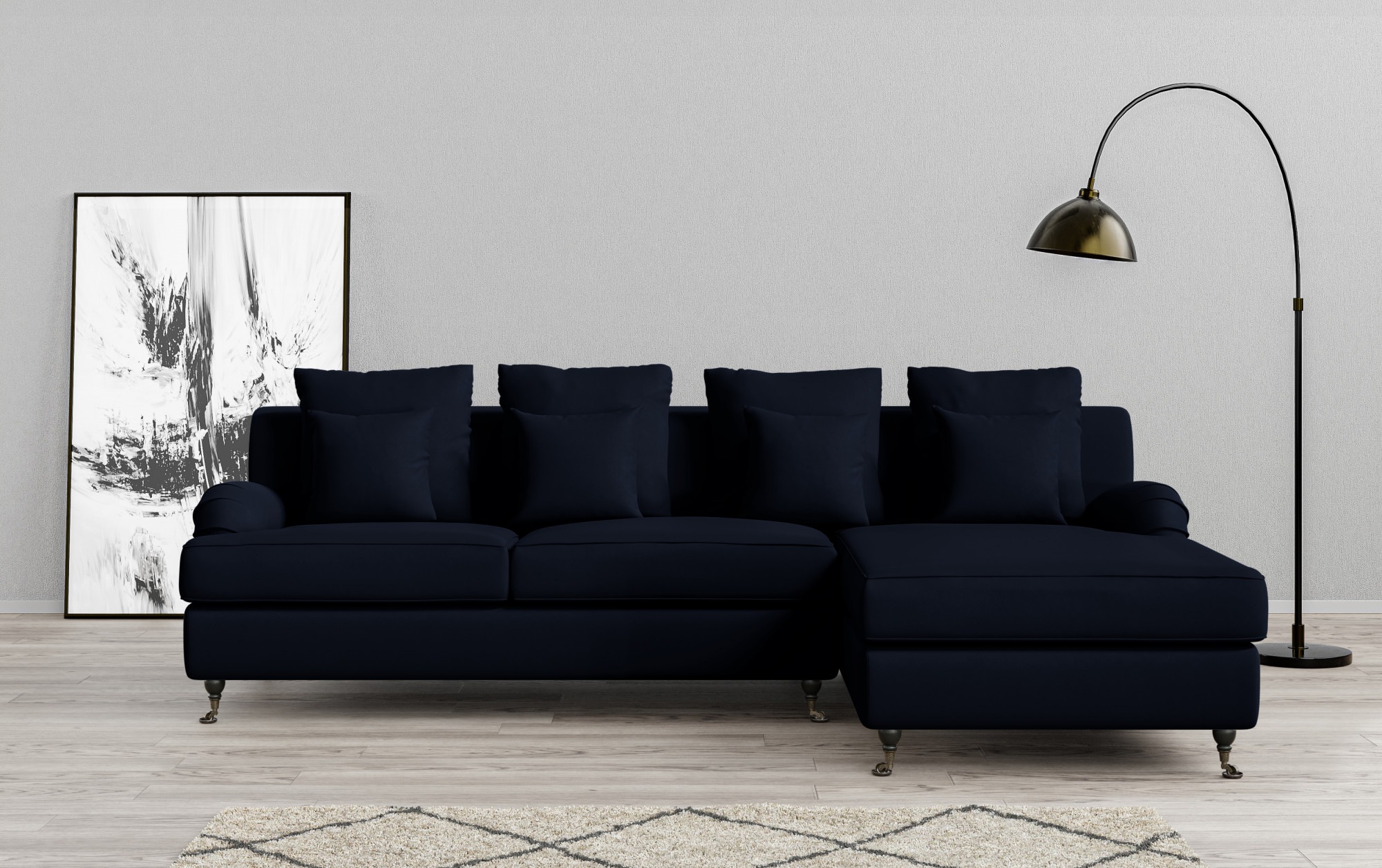 Guido Maria Kretschmer Home&Living Ecksofa »NORIN L-Form«, zwei Fußarten: vorne - Rollen, hinten - Holzfüße