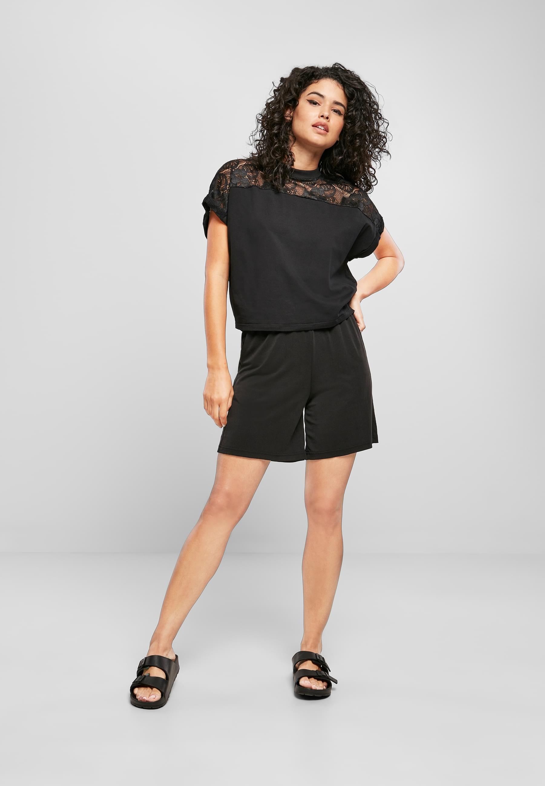 URBAN CLASSICS T-Shirt »Urban Classics Damen Ladies Short Oversized Lace Tee«, (1 tlg.)