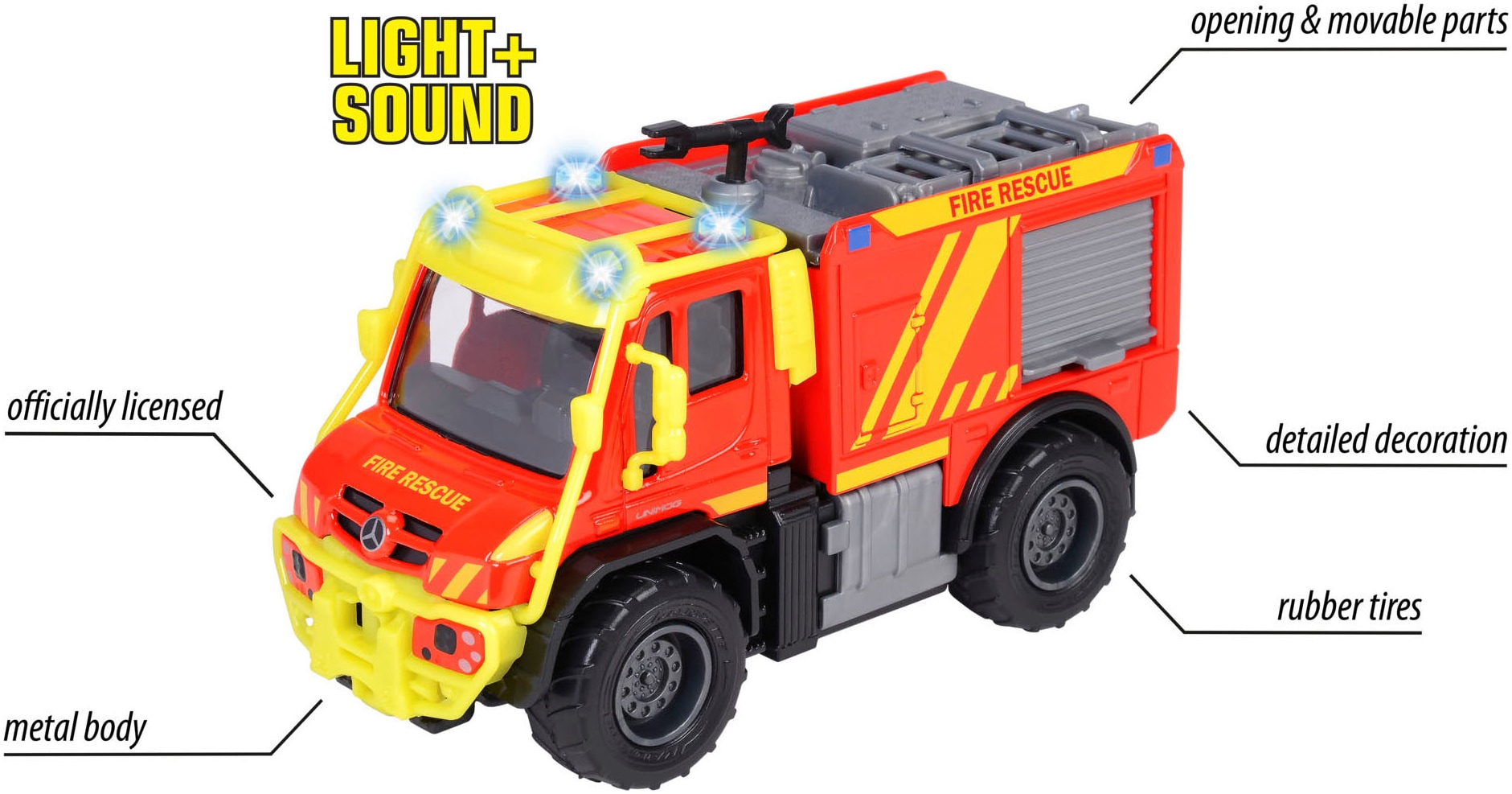 majORETTE Spielzeug-Feuerwehr »Unimog U530 Fire Truck«, mit Licht und Sound