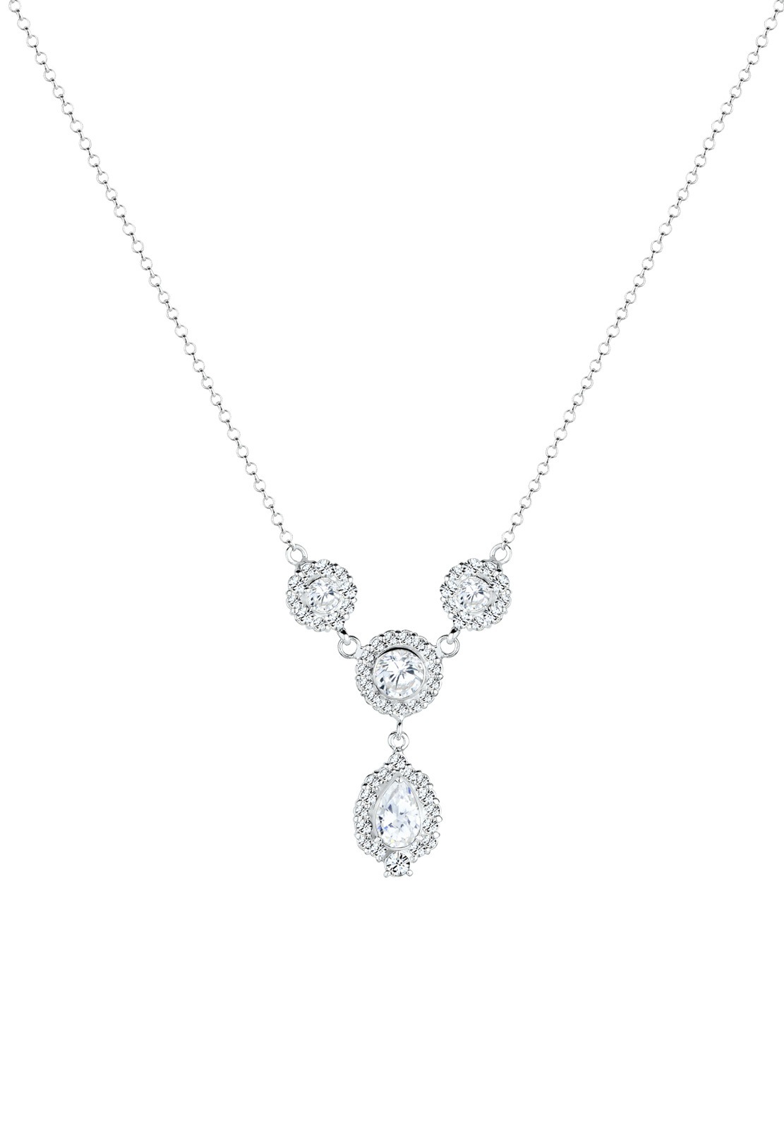 Elli Premium Collierkettchen »Tropfen Kristalle 925 Sterling Silber«