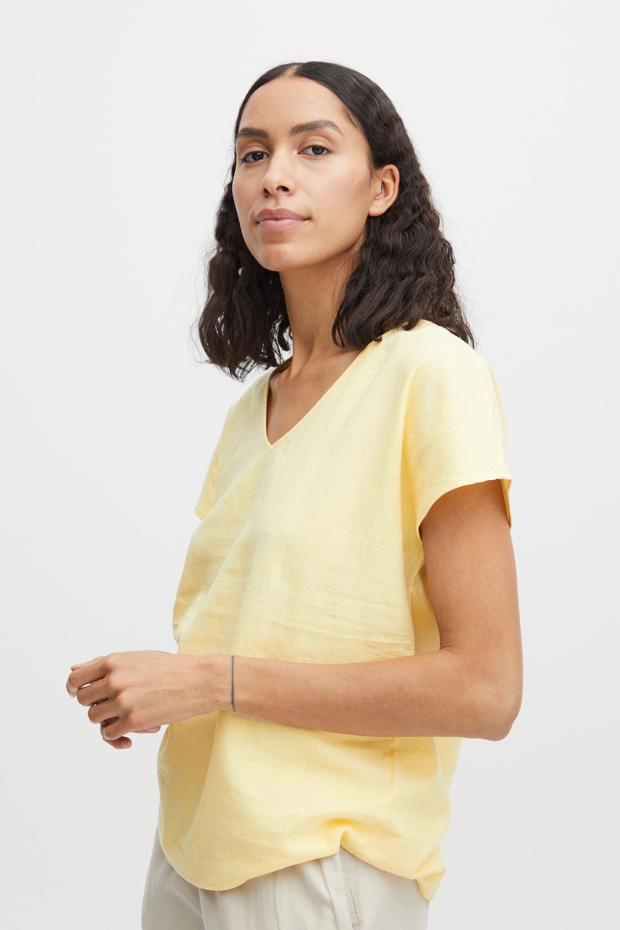b.young Kurzarmbluse BYFALAKKA Bluse aus Leinenmix günstig online kaufen