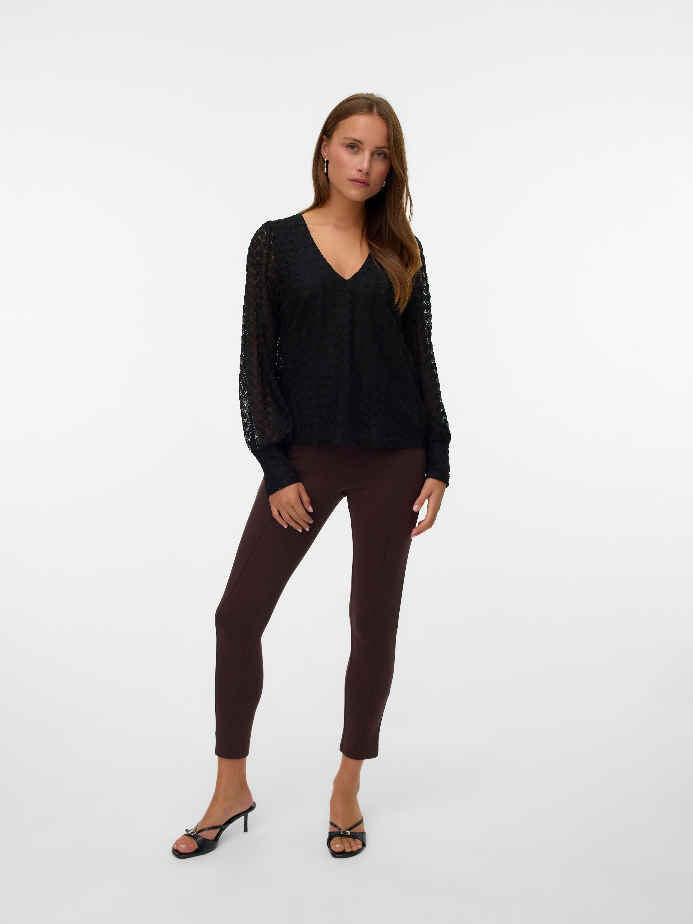 Vero Moda Langarmshirt »VMBECCA LS V-NECK LACE TOP JRS NOOS«