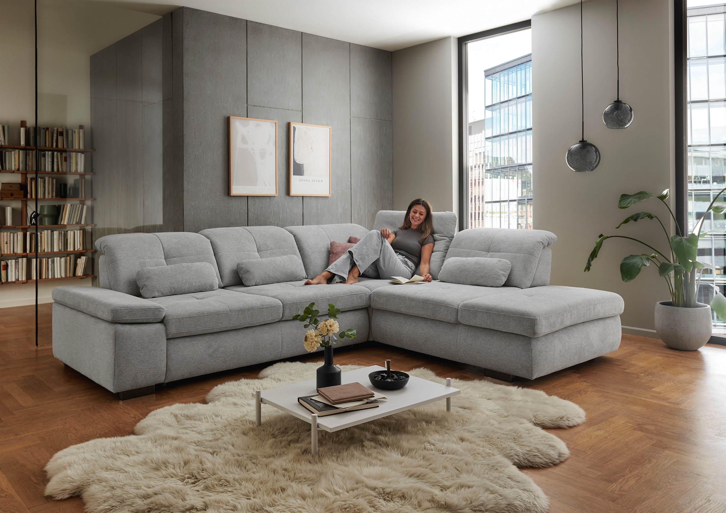Die PlanBar Ecksofa »MP-IN16012 L-Form mit Federkern-Polsterung«, inkl. Sitztiefenverstellung, optional mit Funktionen