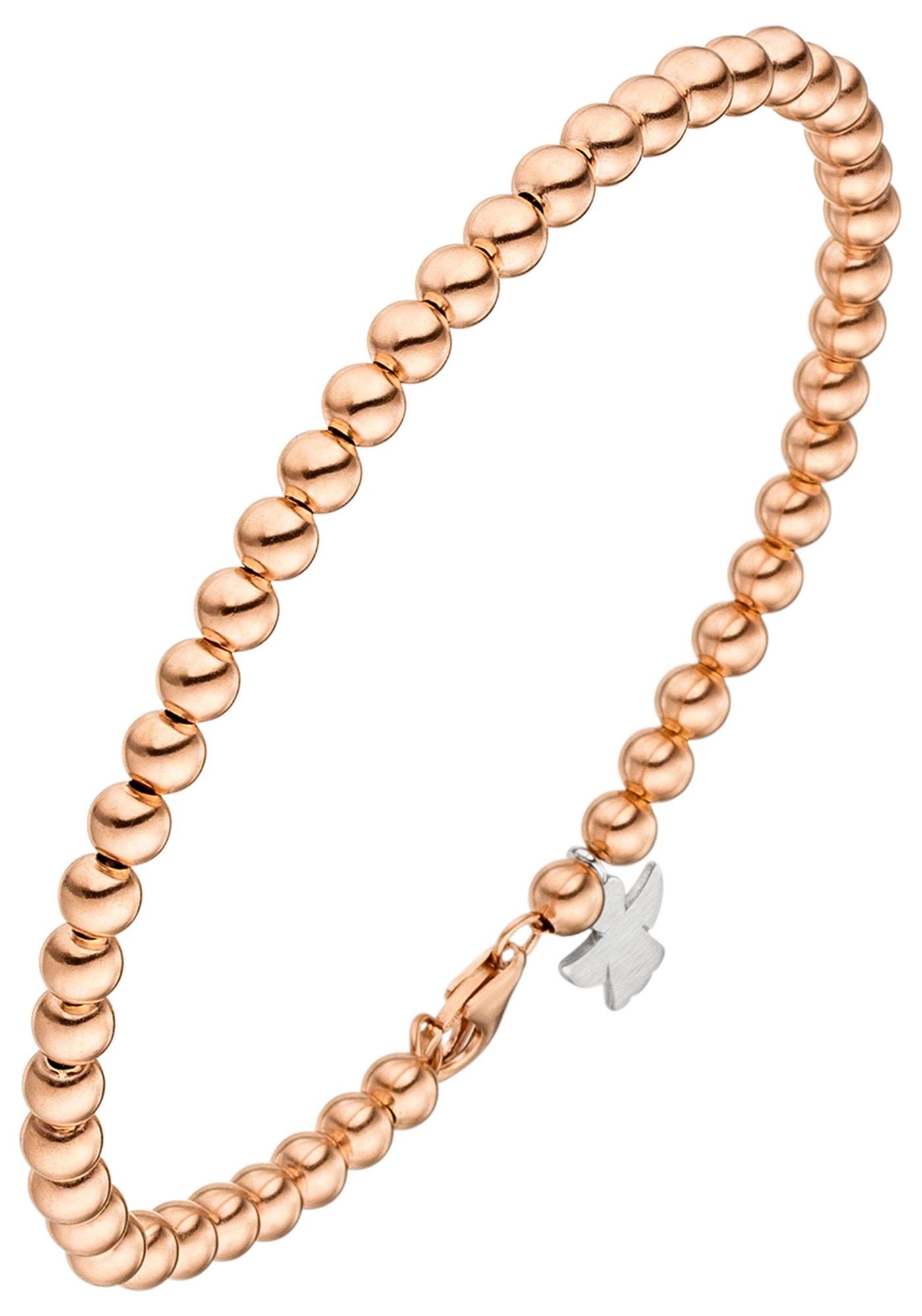 JOBO Damen Goldarmband "Armband 4 mm mit Engel", 19cm, Roségold 585 Weißgold 585roségold 585, Roségold 585, Weißgold 585, Armbänder, 14 Karat 585