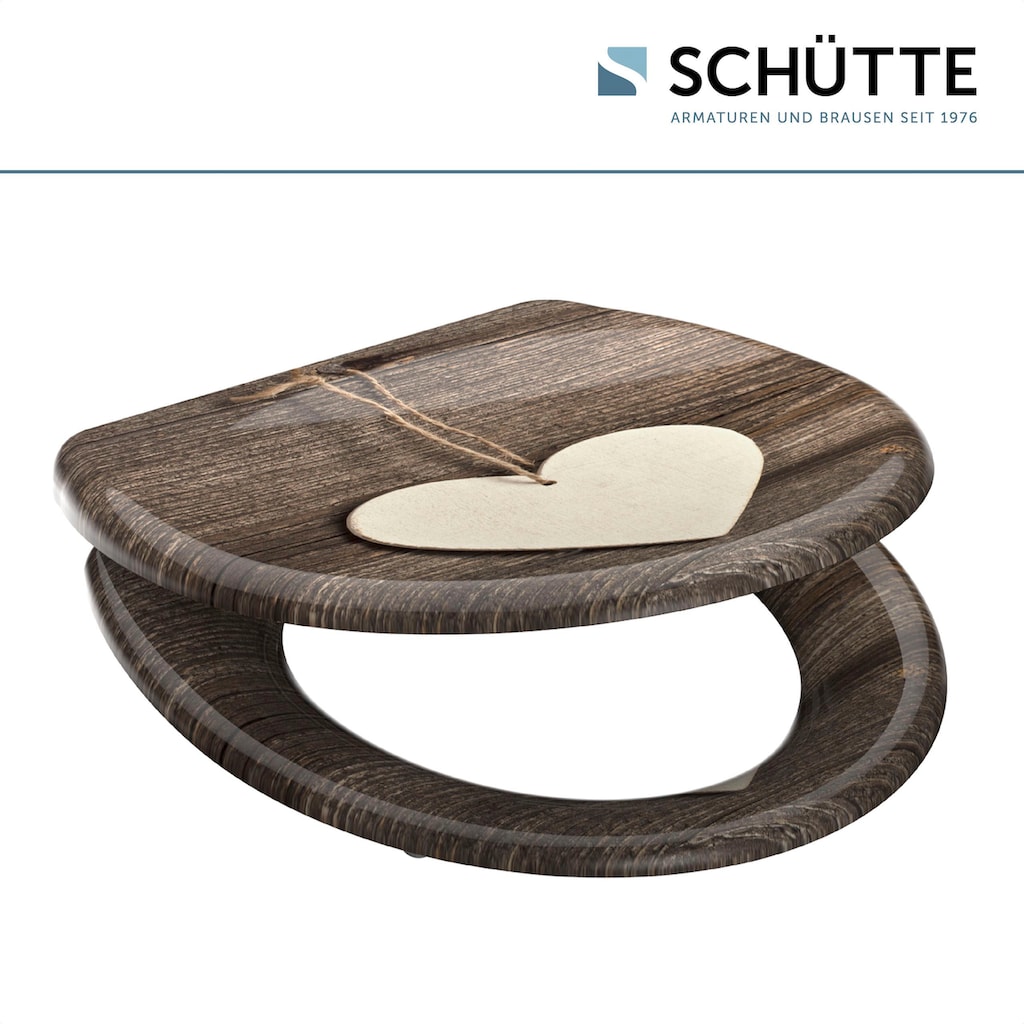 Schütte WC-Sitz »Wood Heart«, Duroplast, mit Absenkautomatik und Schnellverschluss