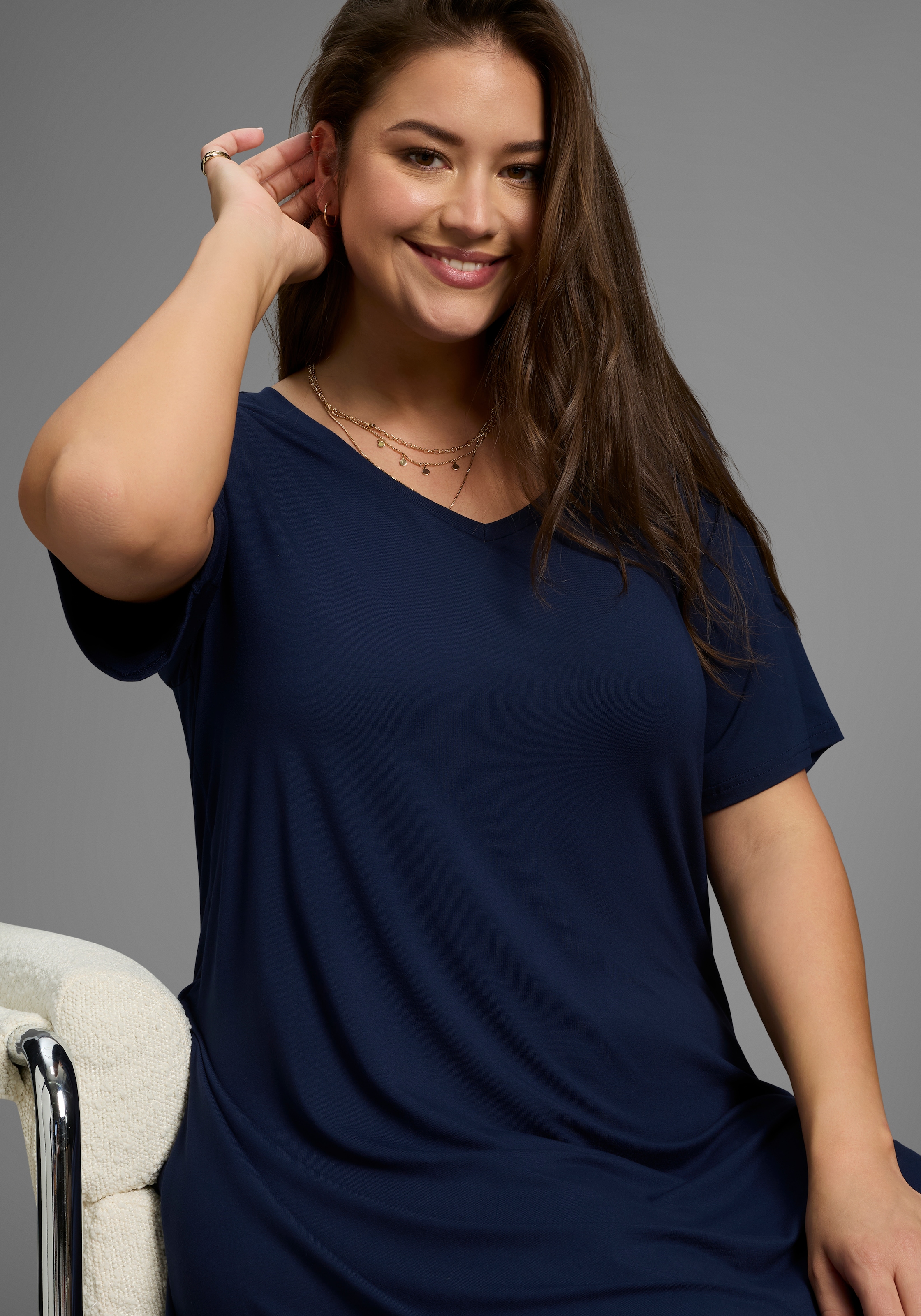 Laura Scott CURVE Jerseykleid, in leicht ausgestellter, fließender Wickelform - GROSSE GRÖSSE