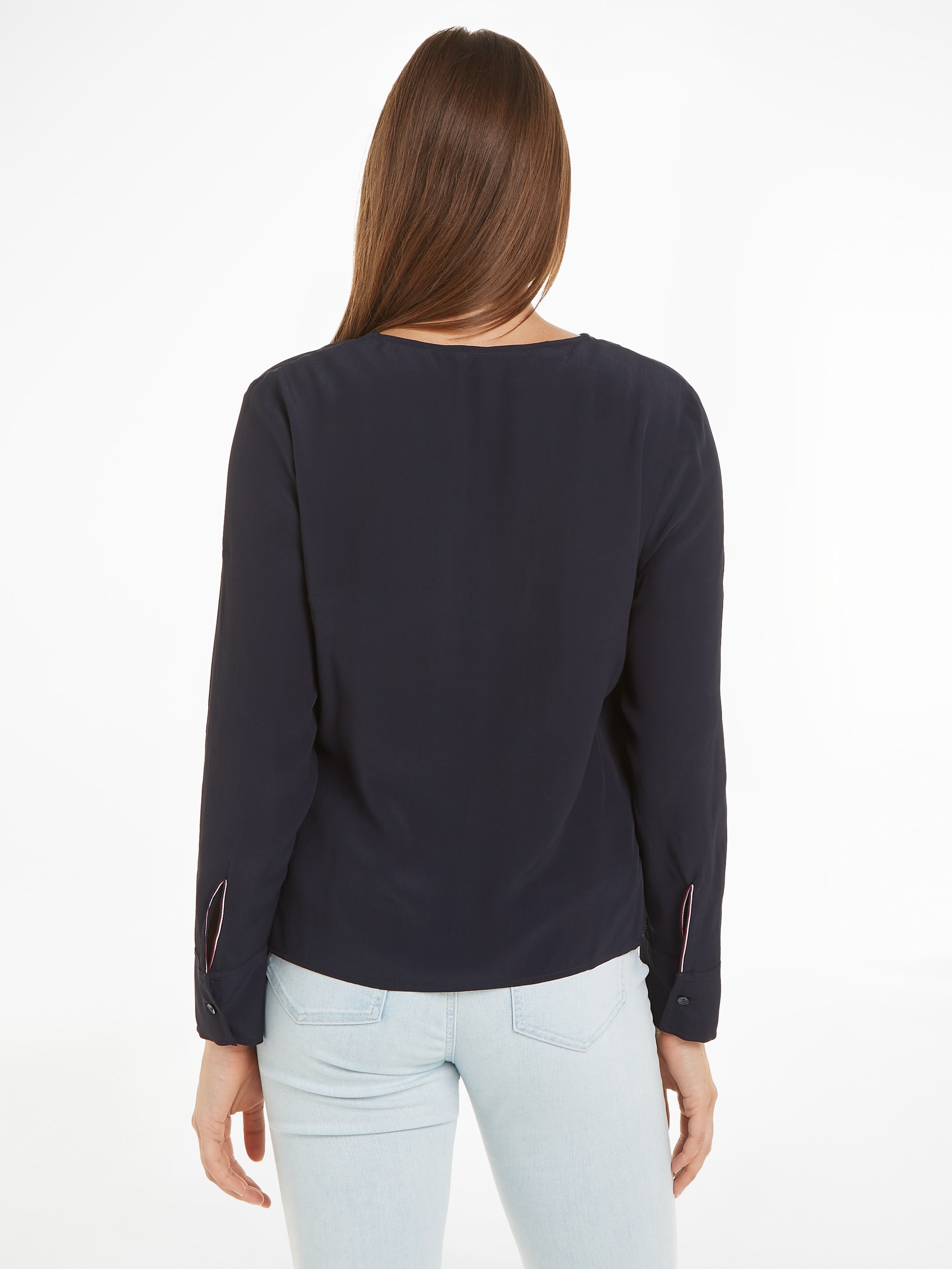 Tommy Hilfiger Langarmbluse "VISCOSE CREPE V-NECK BLOUSE", in Unifarbe günstig online kaufen