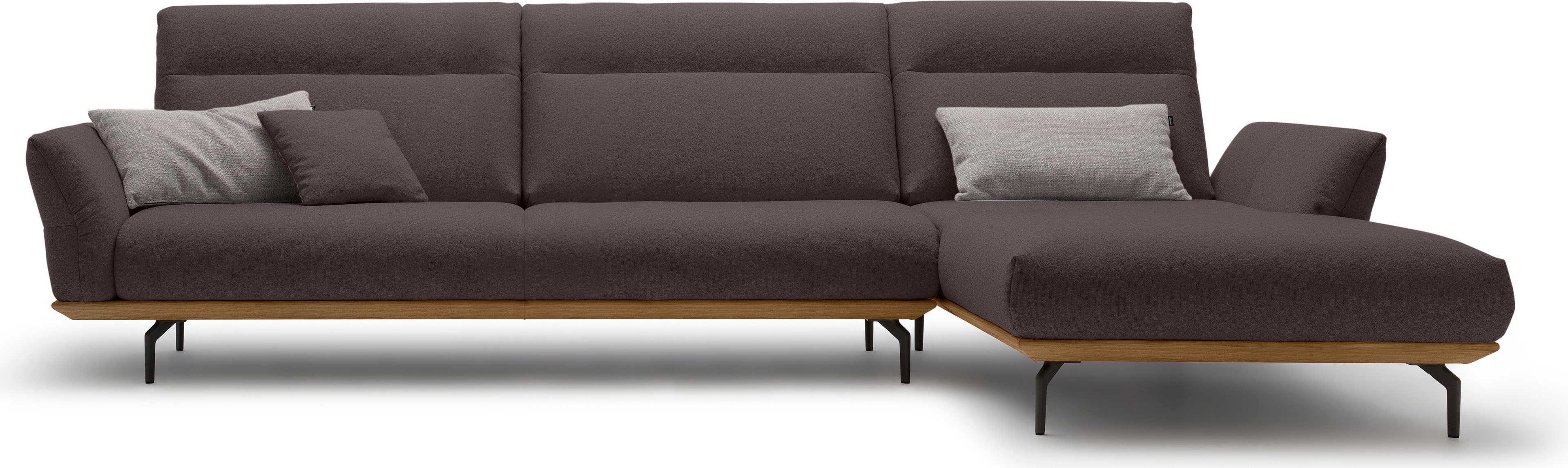 Creation BY ROLF BENZ Ecksofa "CR.460 Designsofa mit erstklassigem Sitzkomfort" Sockel in Nussbaum, Winkelfüße in Umbragrau, Breite 338 cm