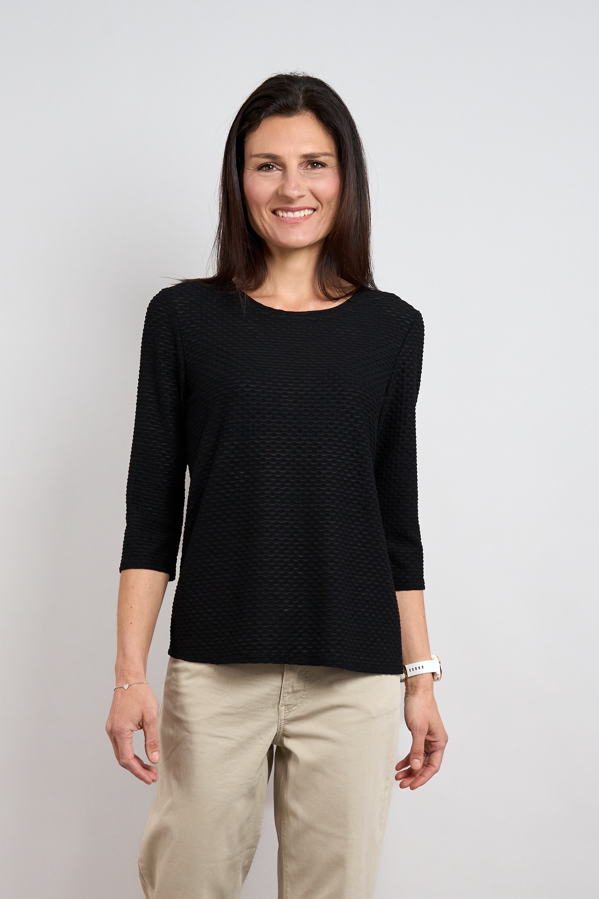 Seidel Moden 3/4-Arm-Shirt Shirt mit Struktur - Viskose/Stretch - MADE IN GERMANY